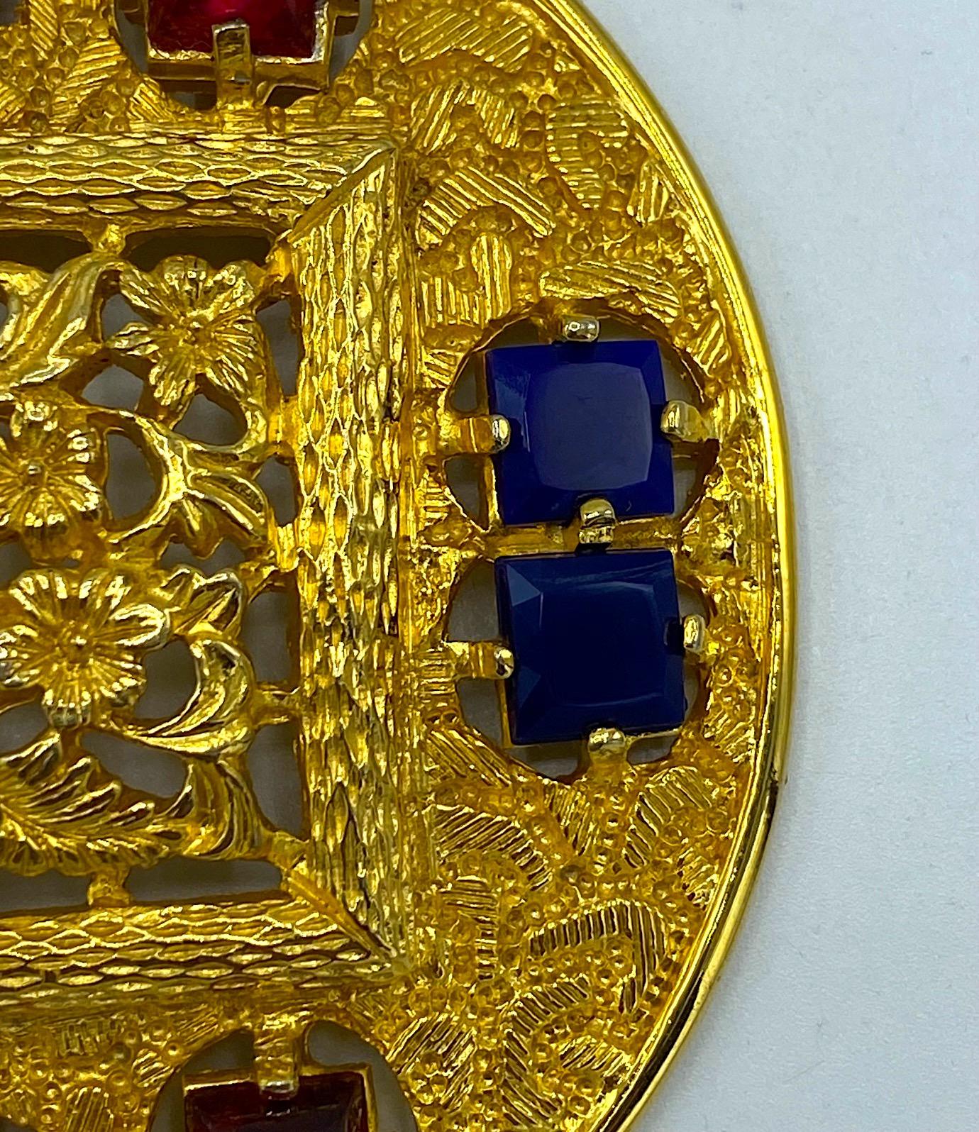 Lucien Piccard 1970s Gold & Jeweled Pendant Necklace 4