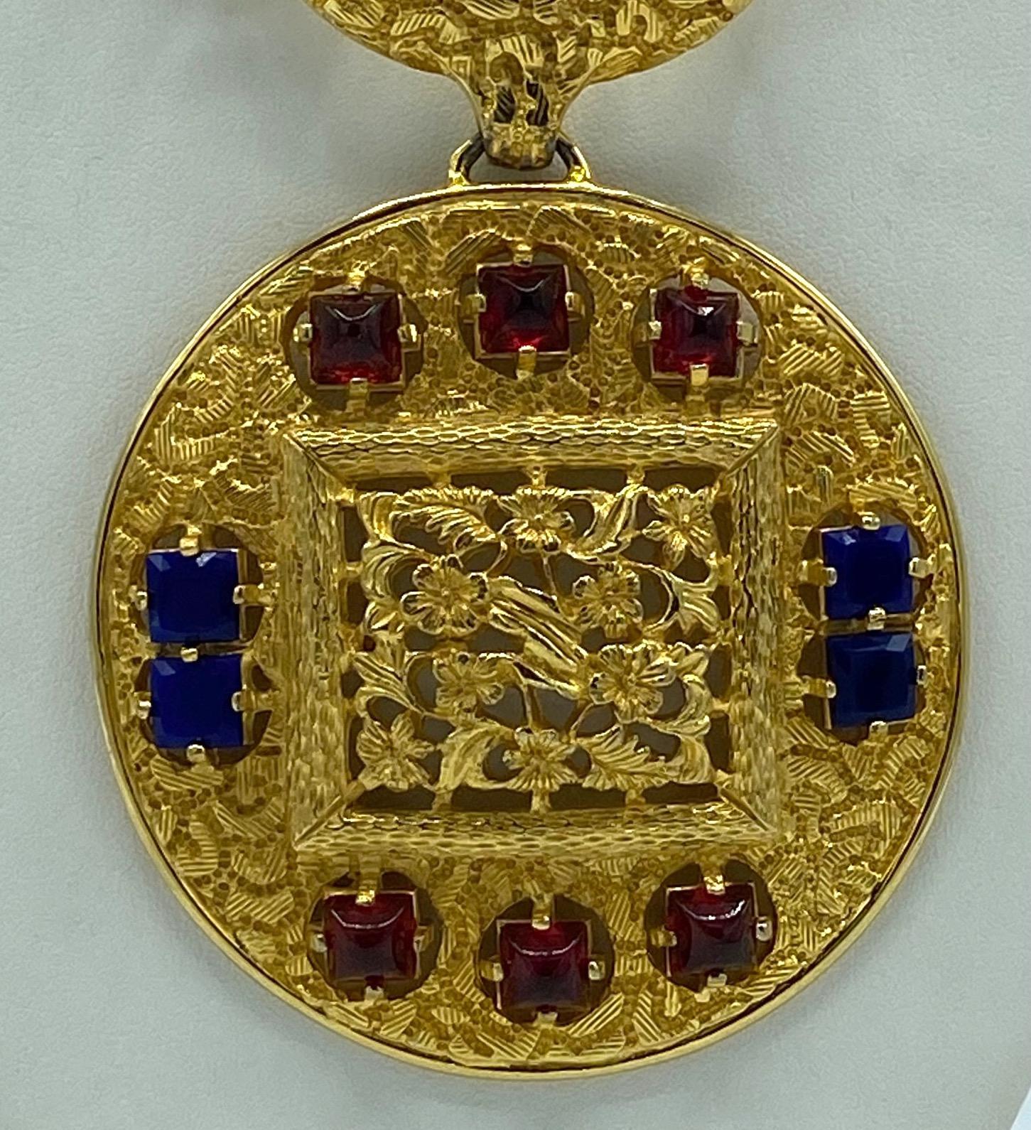 Lucien Piccard 1970s Gold & Jeweled Pendant Necklace 5