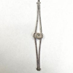 Orologio da donna con diamanti antichi Lucien Piccard, oro bianco 18 carati, CIRCA 1950