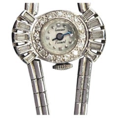 Orologio da donna con diamanti antichi Lucien Piccard, oro bianco 18 carati, CIRCA 1950