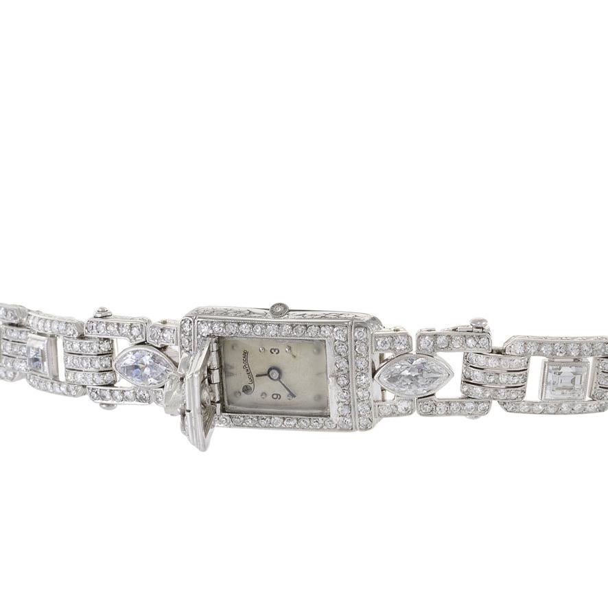 Lucien Piccard Bracelet Watch Platinum and 12.00CT-TDW of Diamonds In Good Condition For Sale In New York, NY