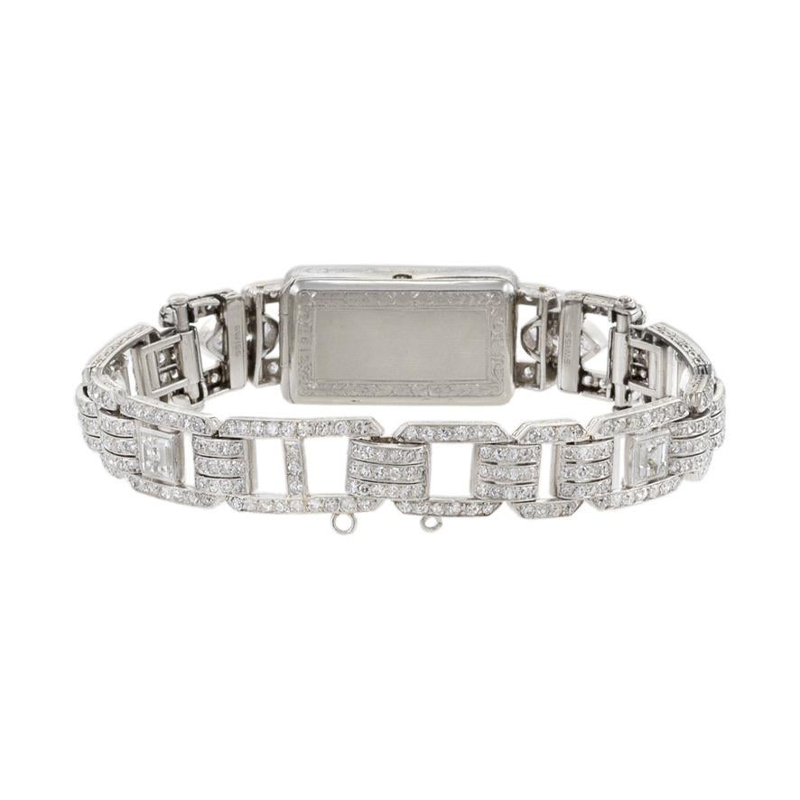 Lucien Piccard Bracelet Watch Platinum and 12.00CT-TDW of Diamonds In Good Condition For Sale In New York, NY