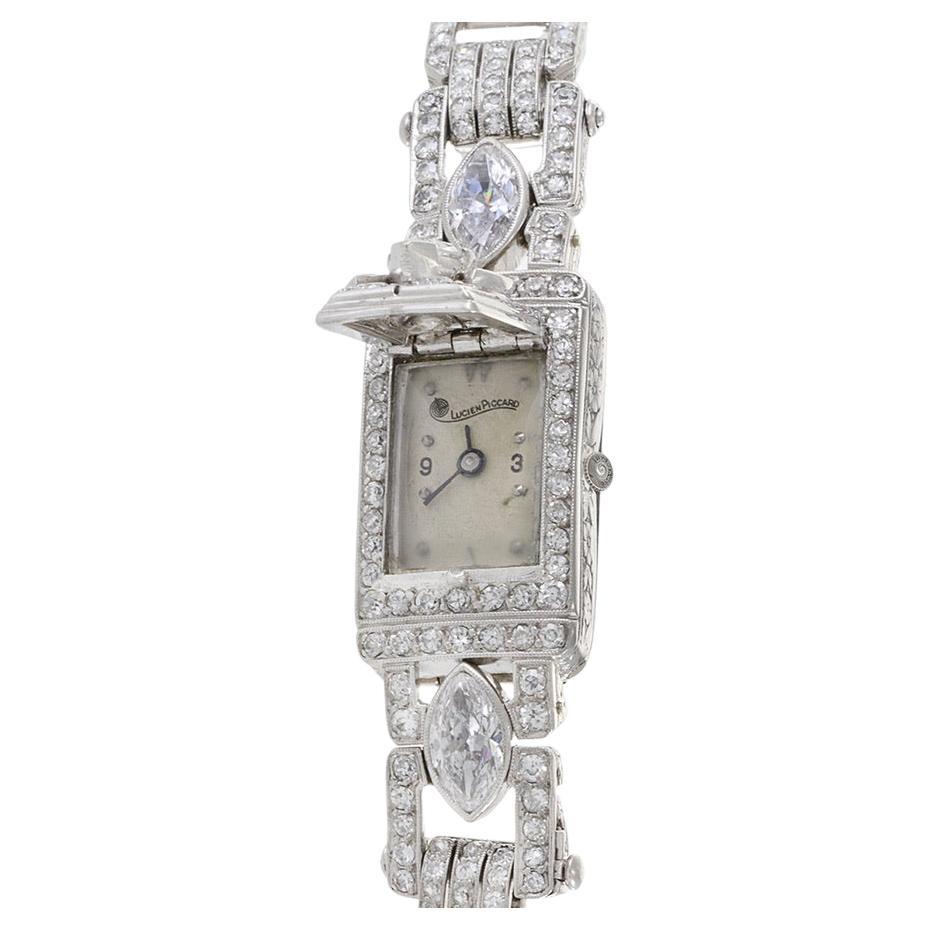 Lucien Piccard Bracelet Watch Platinum and 12.00CT-TDW of Diamonds For Sale