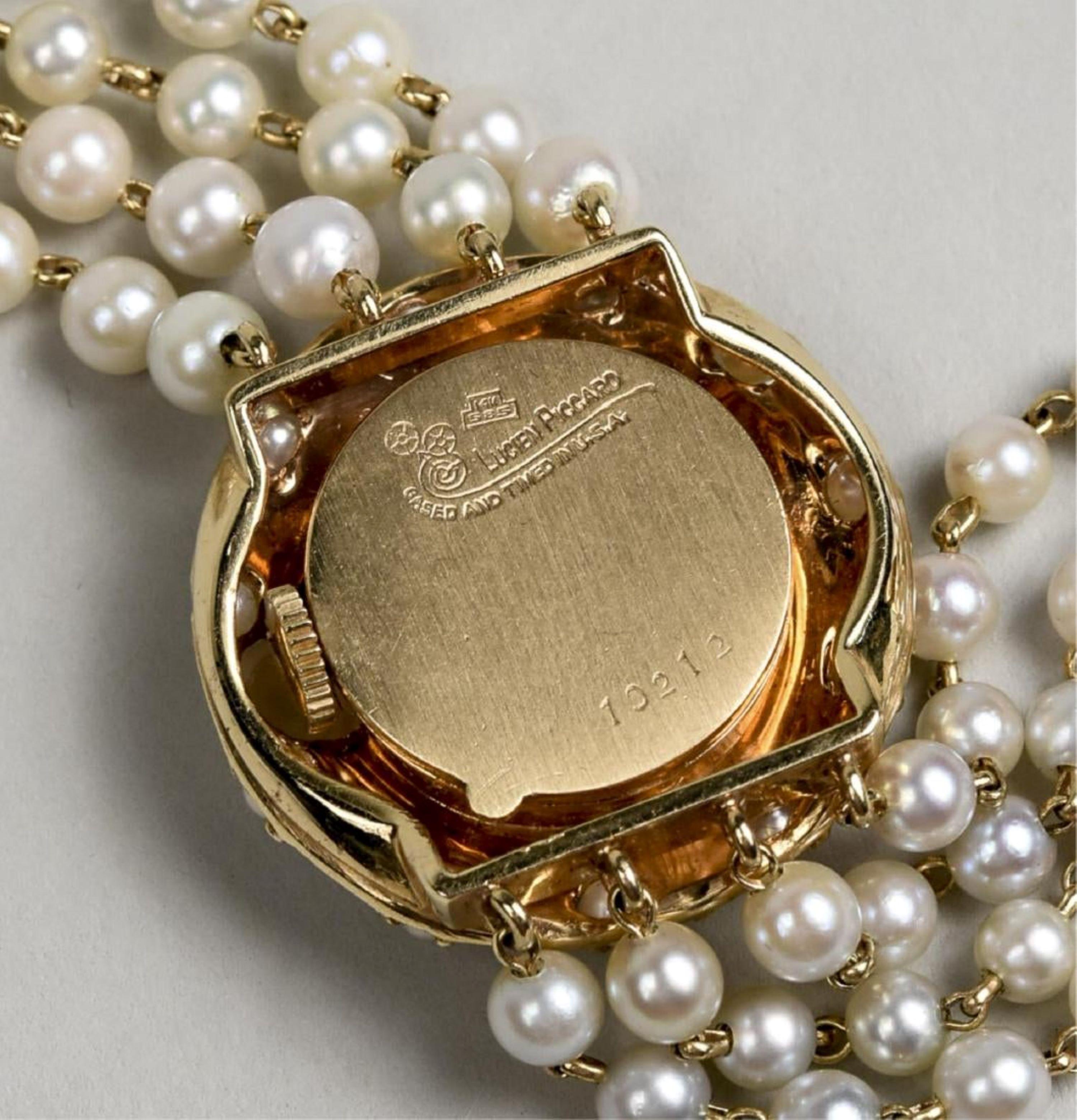 Round Cut Lucien Piccard Gold and Pearl Wristwatch