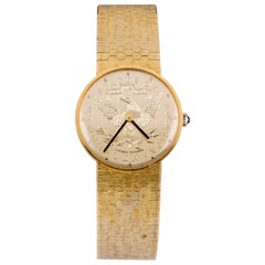 Lucien Piccard Gold Eagle 14 Karat Yellow Gold Mechanical Watch with Mesh Band