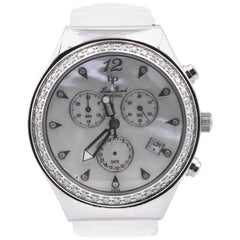 Lucien Piccard Chronographe pour femmes avec cadran et lunette en nacre et diamants