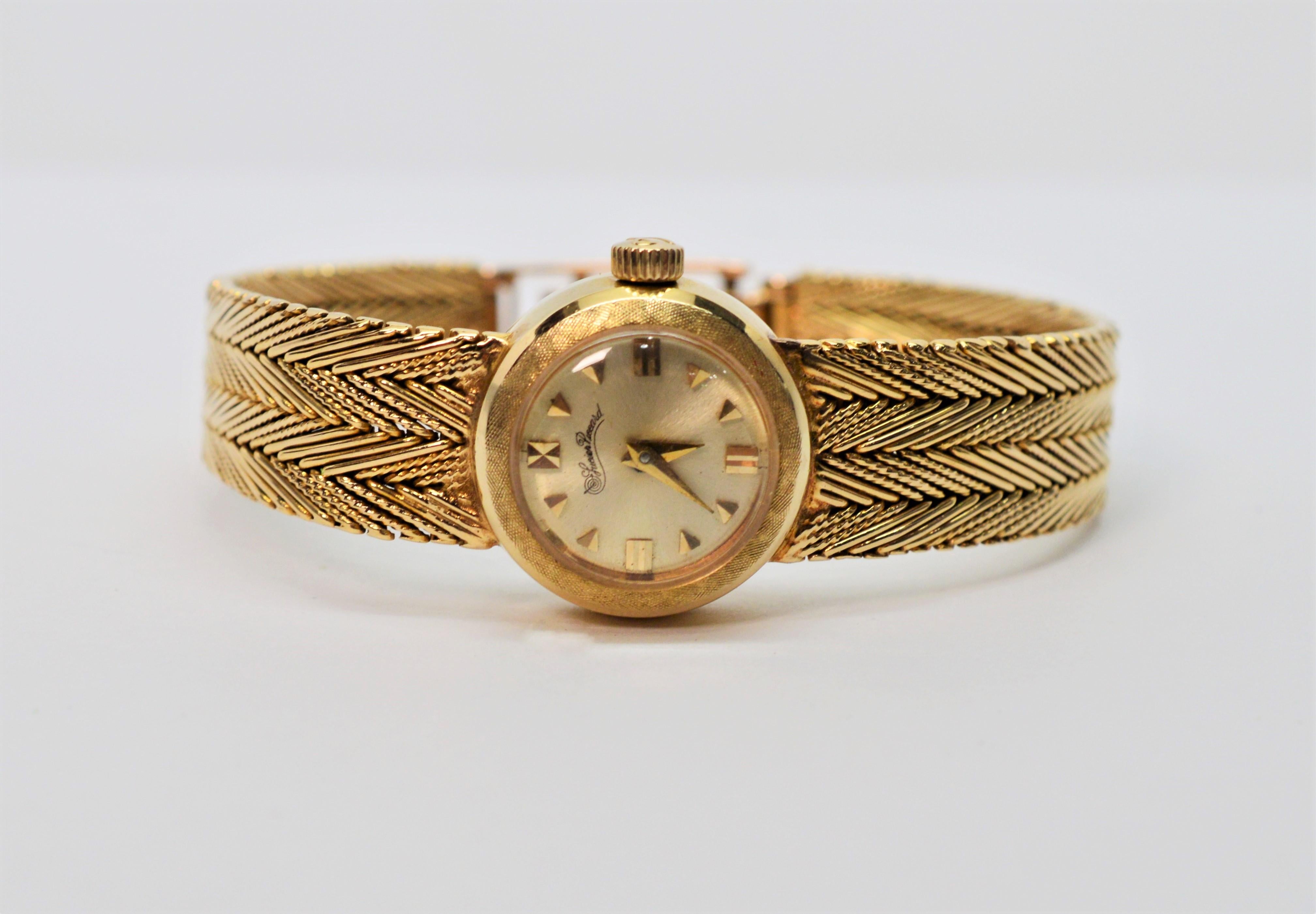 Lucien Piccard Ladies Gold Vintage Dress Bracelet Wristwatch In Good Condition In Mount Kisco, NY