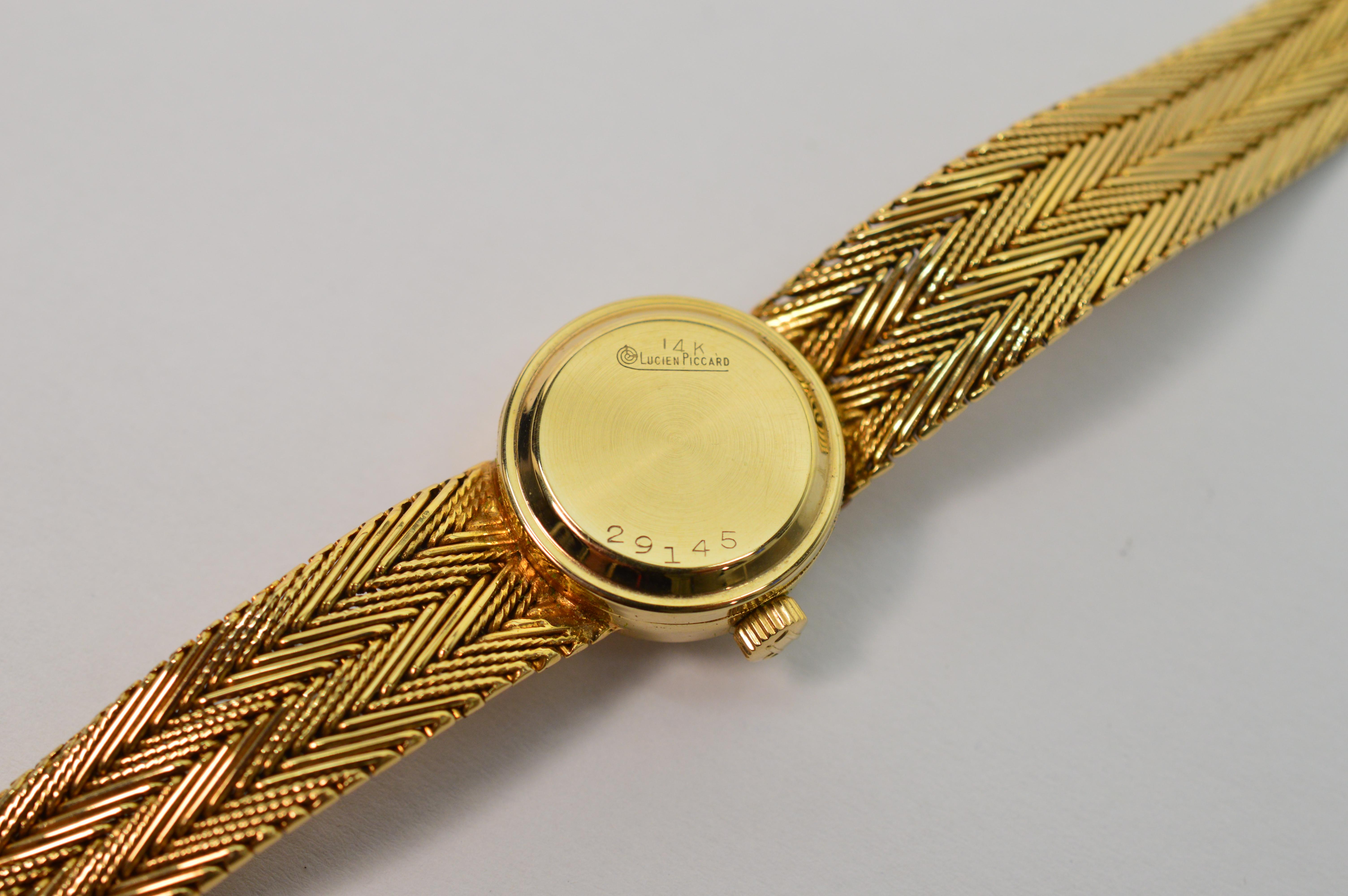 Lucien Piccard Ladies Gold Vintage Dress Bracelet Wristwatch 2