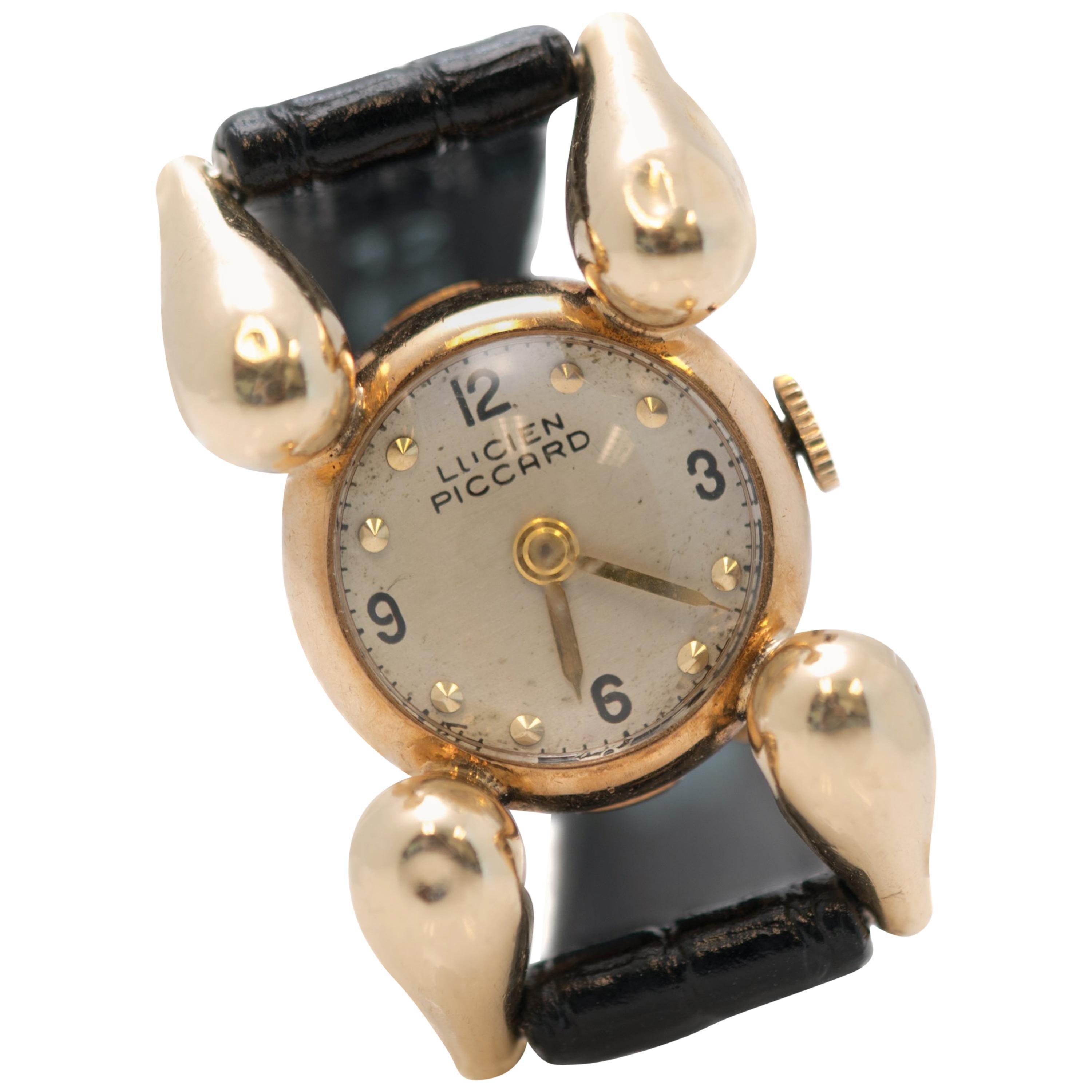 Lucien Piccard Ladies Yellow Gold Wristwatch, 1940s 
