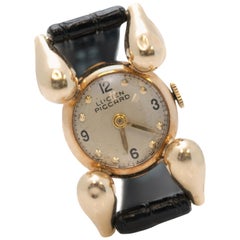 Vintage Lucien Piccard Ladies Yellow Gold Wristwatch, 1940s 