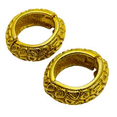 LUCIEN PICCARD pendientes de clip de diseño vintage firmados en tono dorado