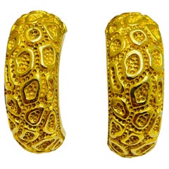 LUCIEN PICCARD signed vintage gold tone designer clip on earrings