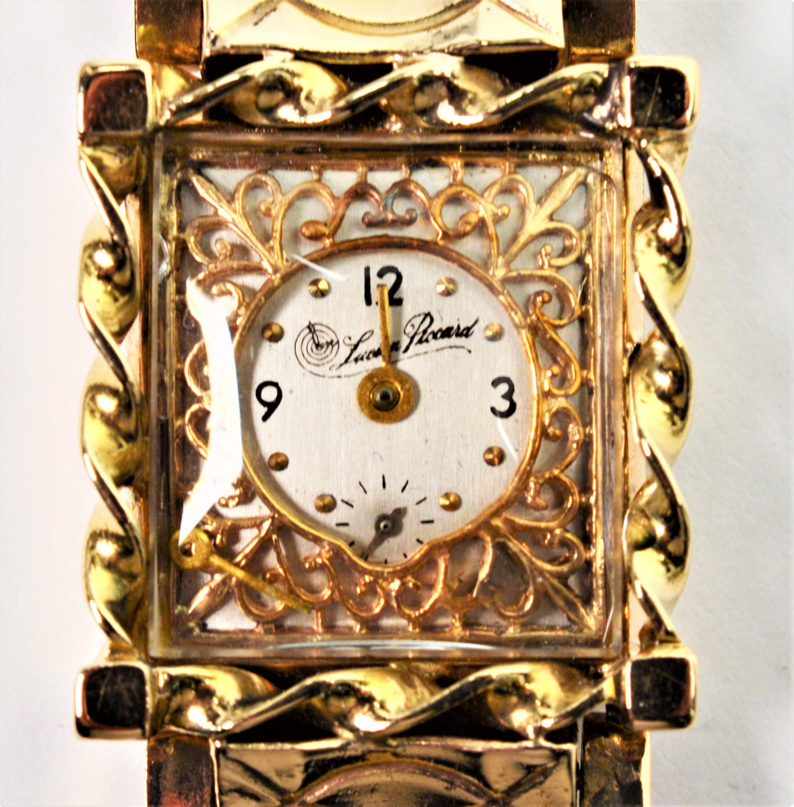 Lucien Piccard Dilishein Cocktail-Armbanduhr aus Gelbgold Damen im Angebot