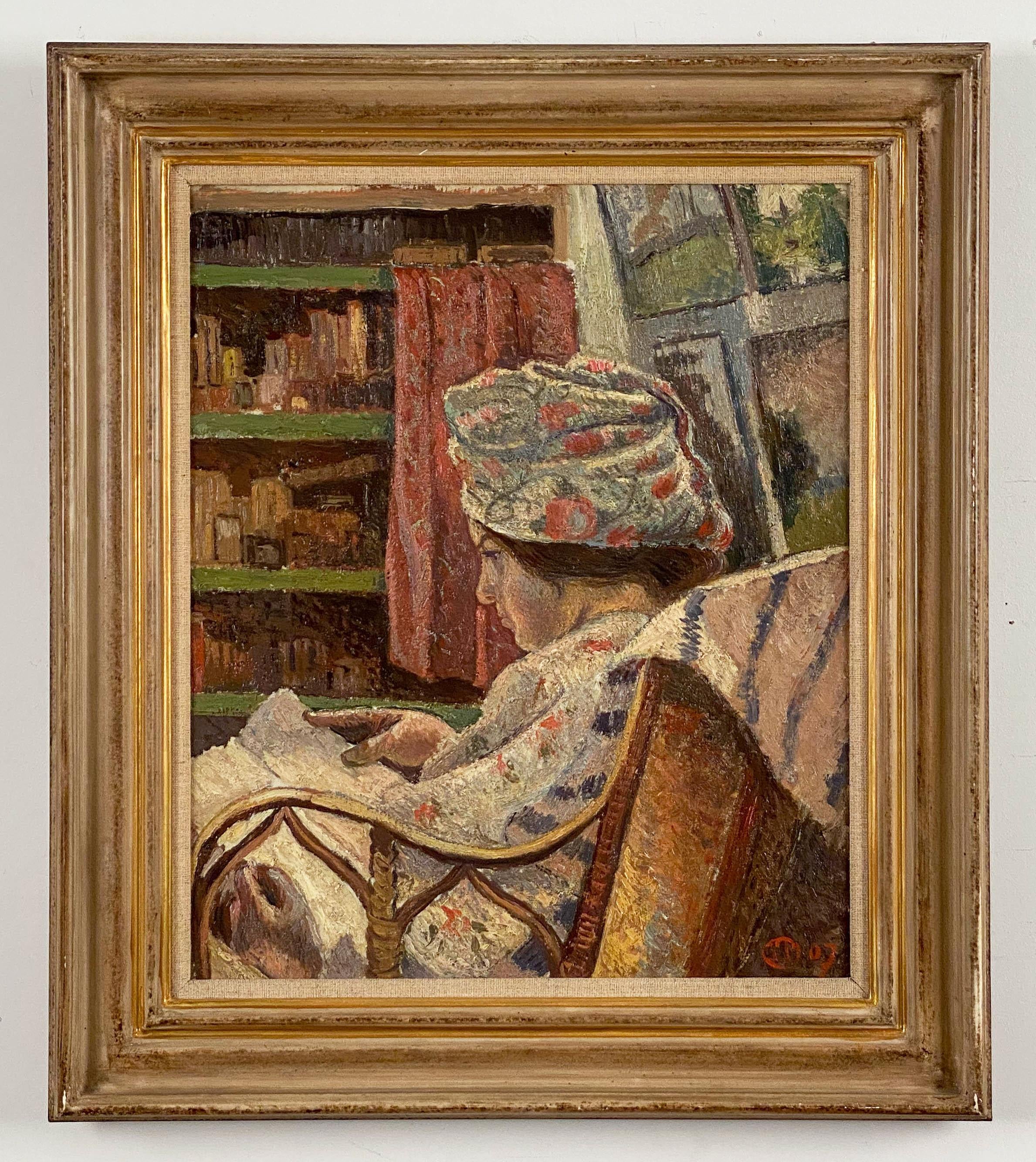 Lucien Pissarro Figurative Painting – Mädchen liest ein Buch 