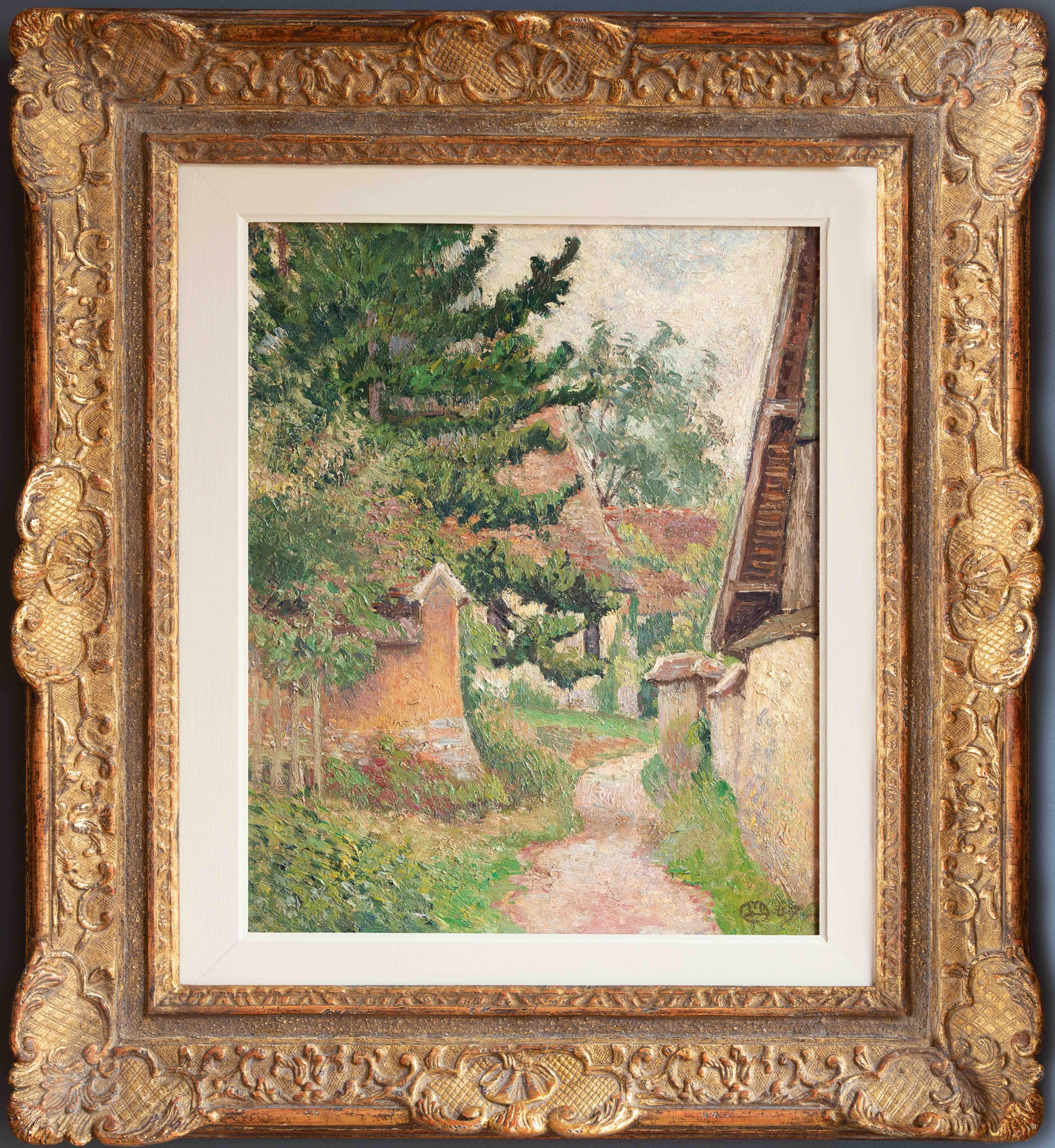 La Sente de l'Eglise, Bazincourt by Lucien Pissarro - Landscape painting For Sale 1