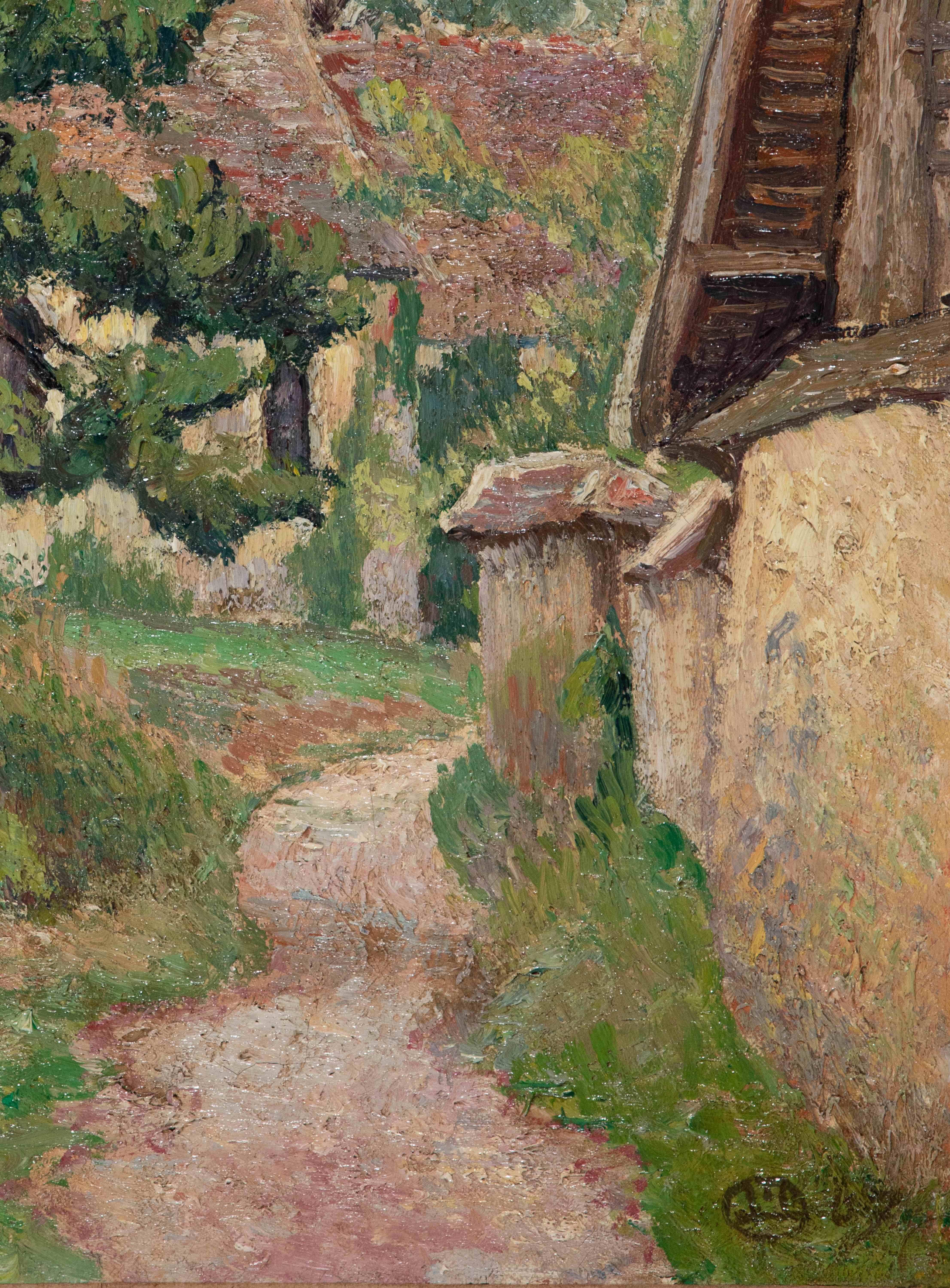 La Sente de l'Eglise, Bazincourt by Lucien Pissarro - Landscape painting For Sale 4