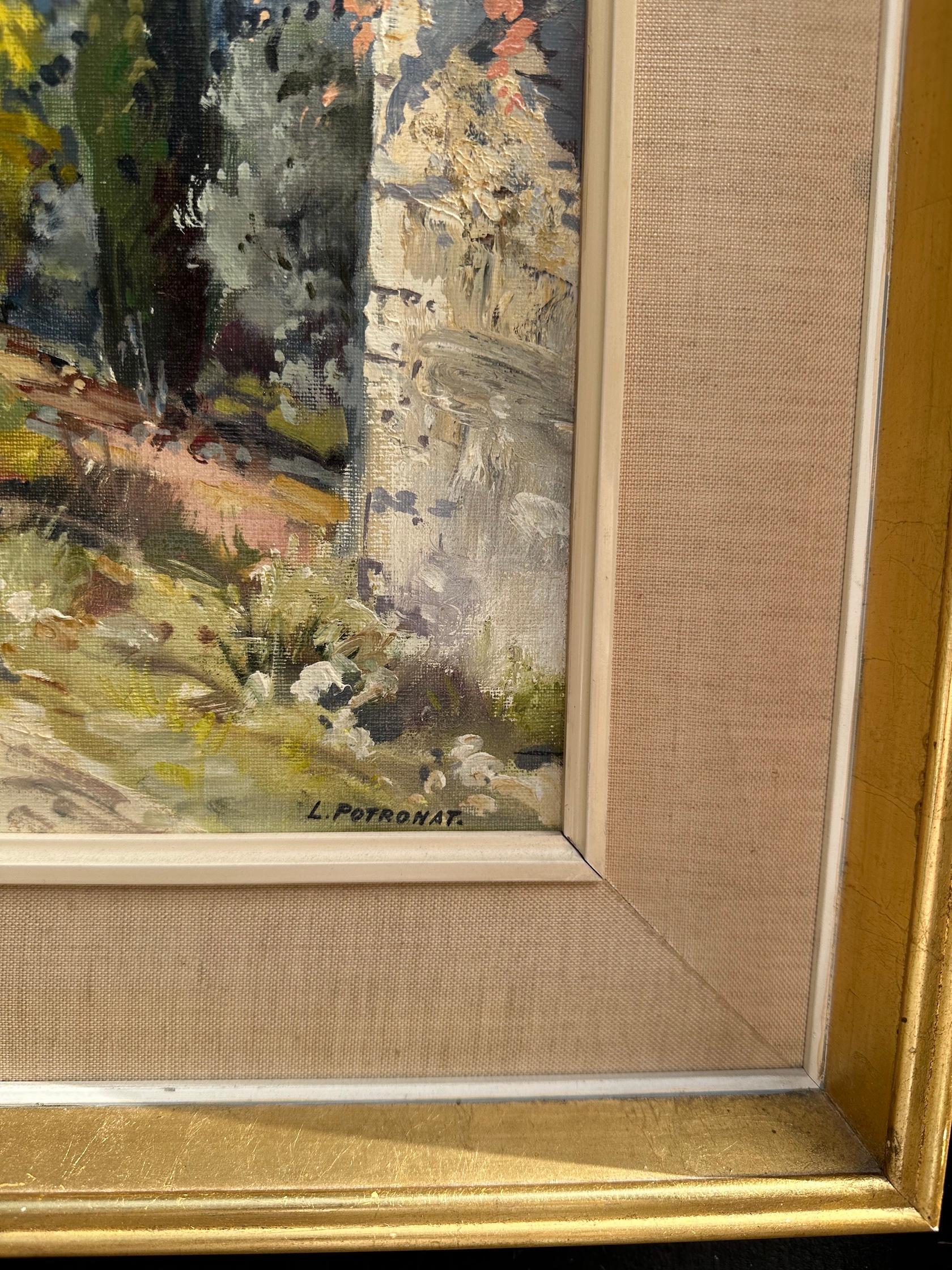 Impressionist French mid century view of the South of France with Sea views - Painting by Lucien Potronat