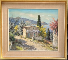 Impressionist French mid century view of the South of France with Sea views 