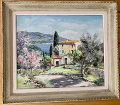 20th C French Impressionist landscape a Villa in  the South of France or Rivera