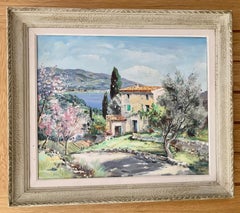 20th C French Impressionist landscape a Villa in  the South of France or Rivera