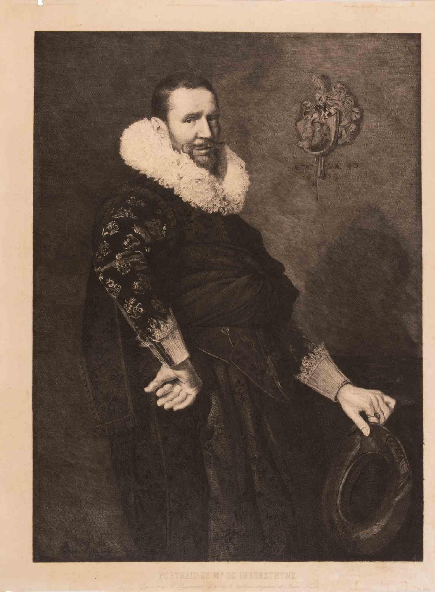 Lucien Quarante Figurative Print - Portrait of Paulus van Beresteyn after Frans Hals - Etching - 19th Century