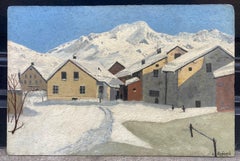 Lucien Quenard. Snowy Landscape In The Alps. Impressionist Oil Painting. Signed.