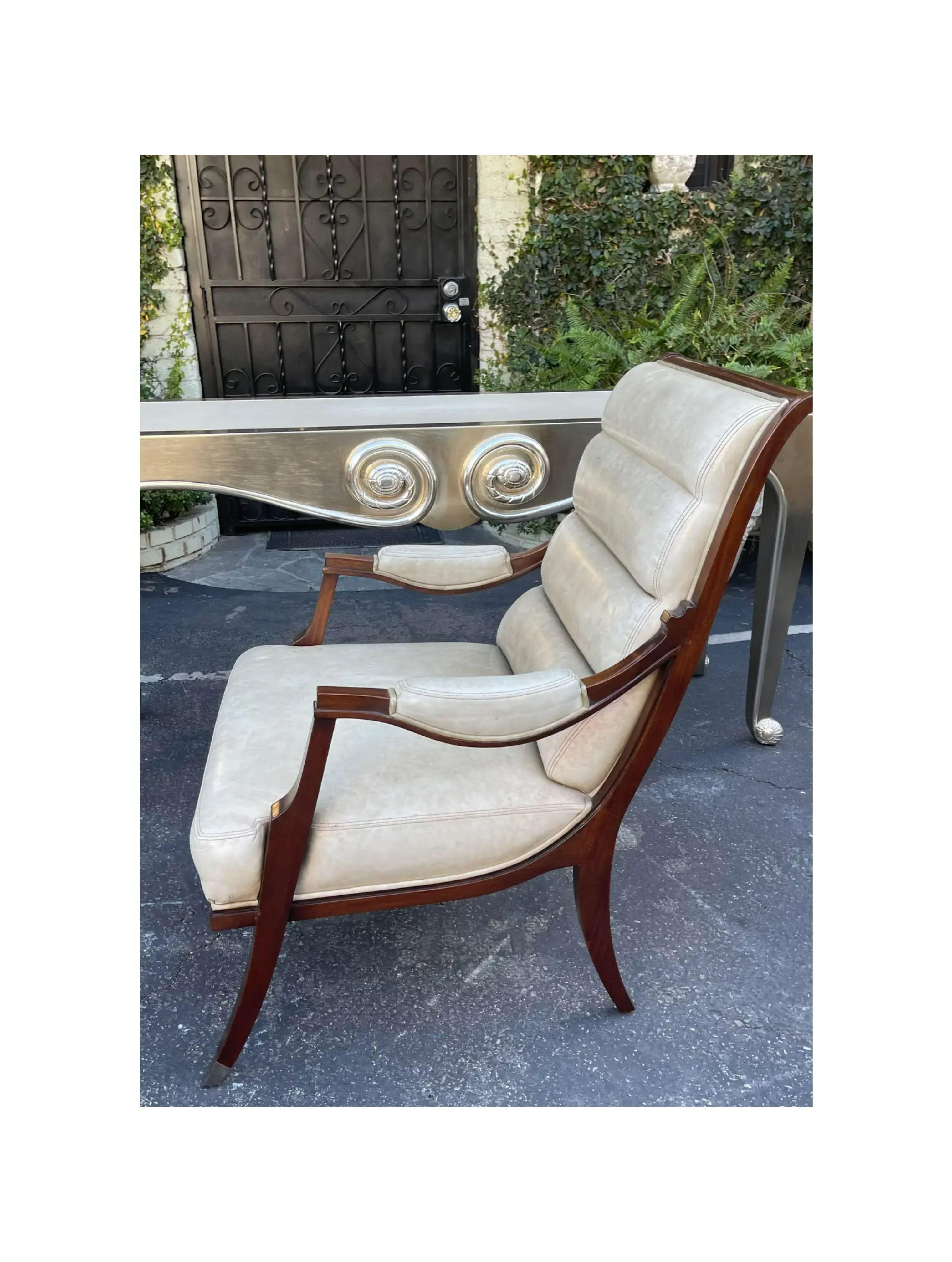 Chaise Art Déco en cuir Lucien Rollin Bon état - En vente à LOS ANGELES, CA