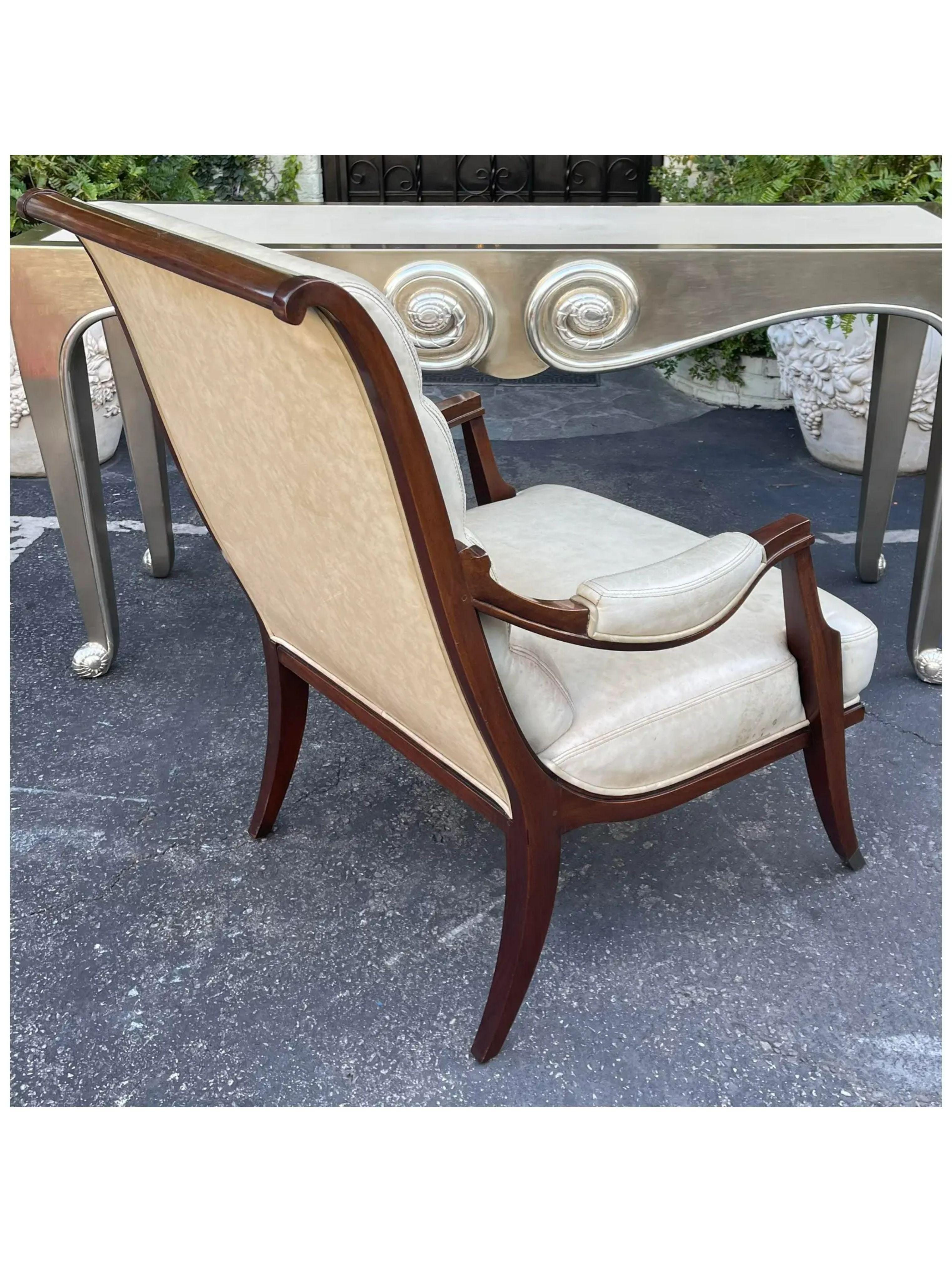 Lucien Rollin Art Deco Leather Chair In Good Condition For Sale In LOS ANGELES, CA