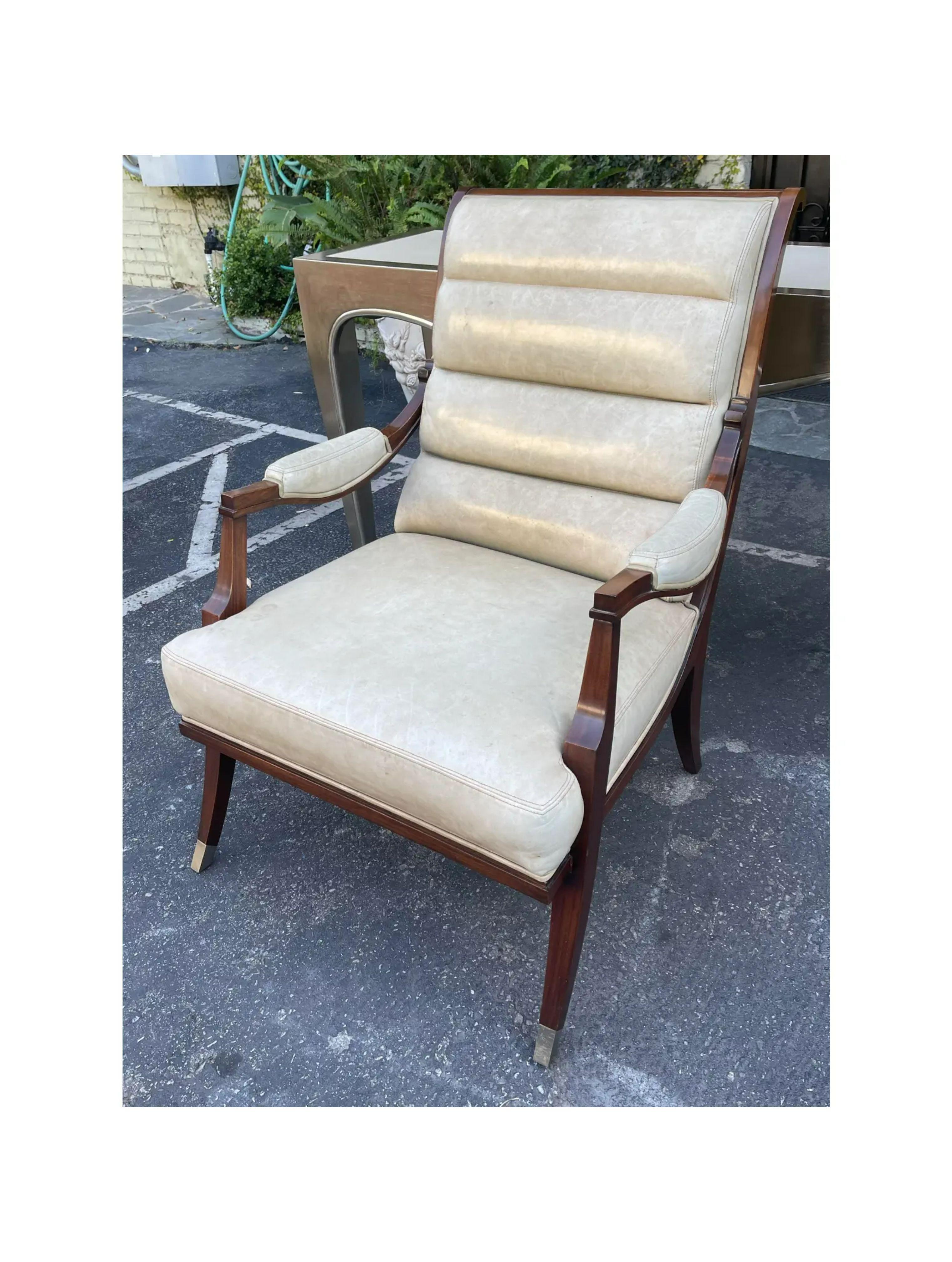 Contemporary Lucien Rollin Art Deco Leather Chair For Sale