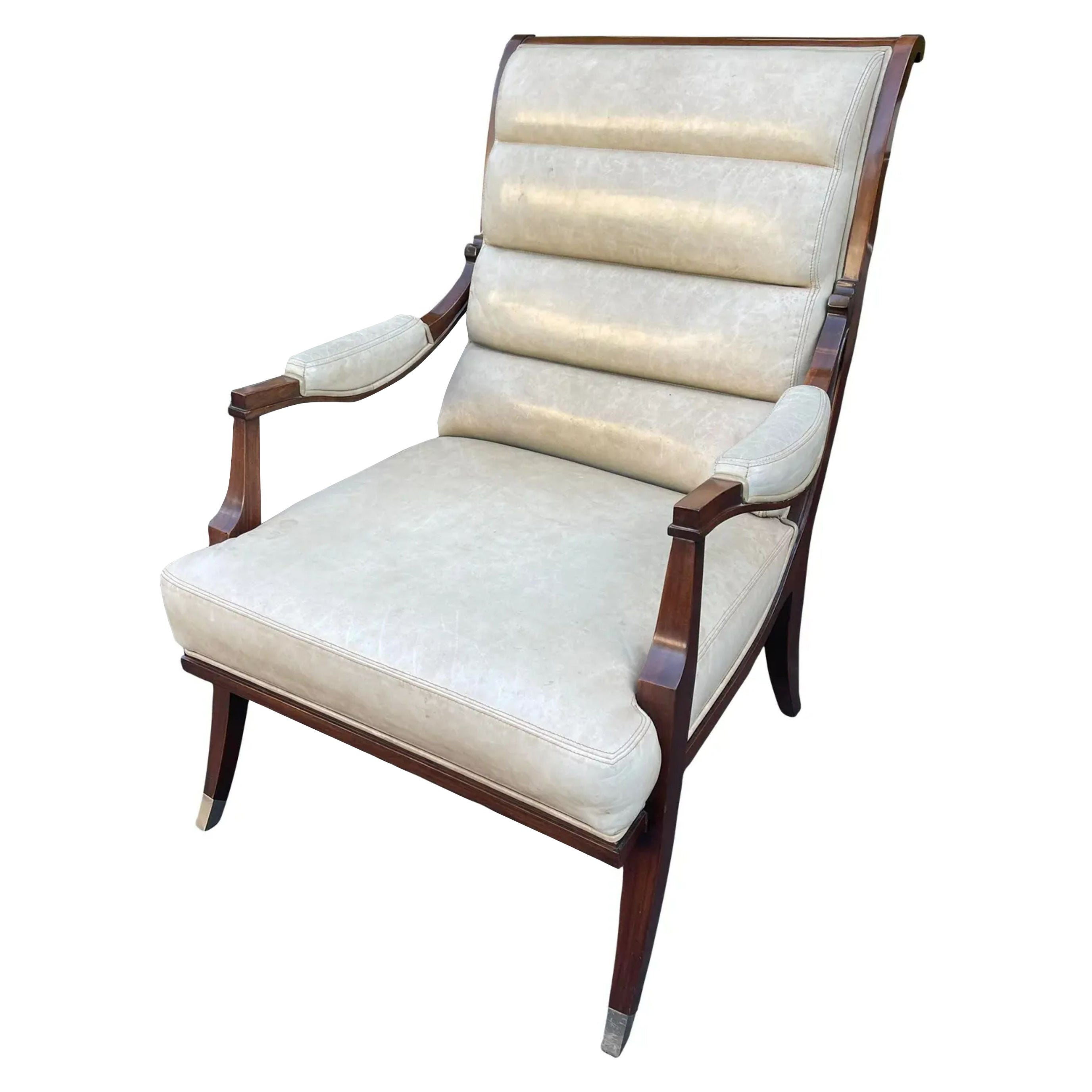 Sedia in pelle Art Deco Lucien Rollin