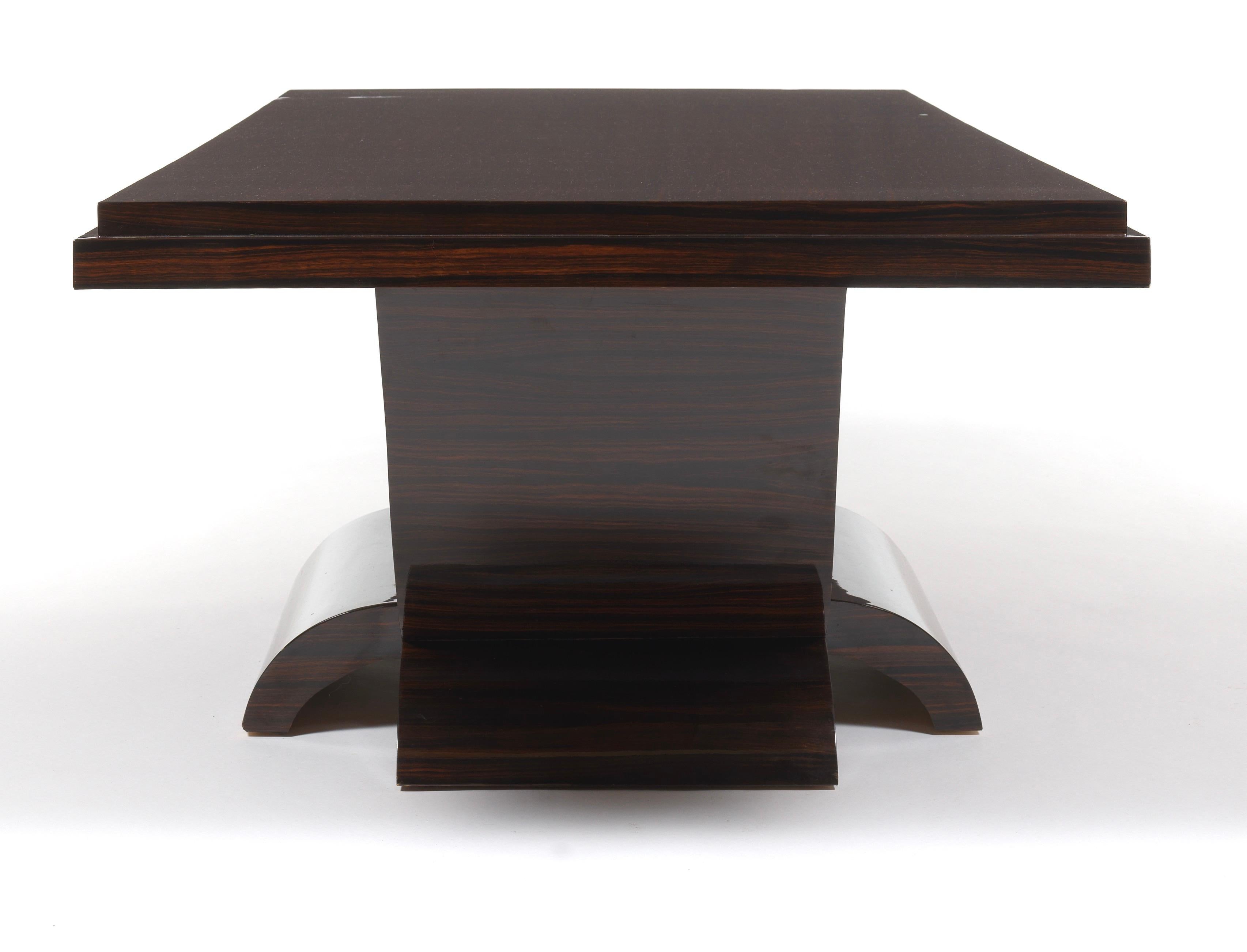 Lacquered Lucien Rollin Art Deco Style Rosewood Cocktail Table