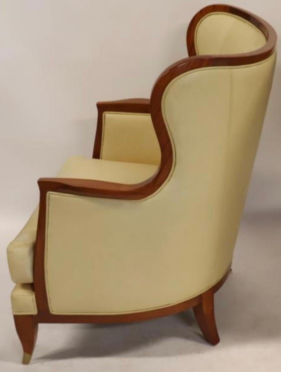 Canadian Lucien Rollin Collection for William Switzer Leather Wingback Armchair For Sale