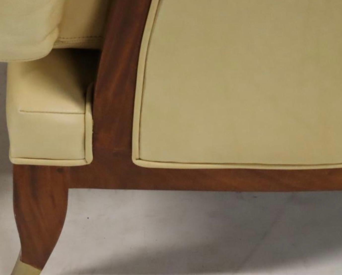 Lucien Rollin Collection for William Switzer Leather Wingback Armchair In Good Condition For Sale In LOS ANGELES, CA