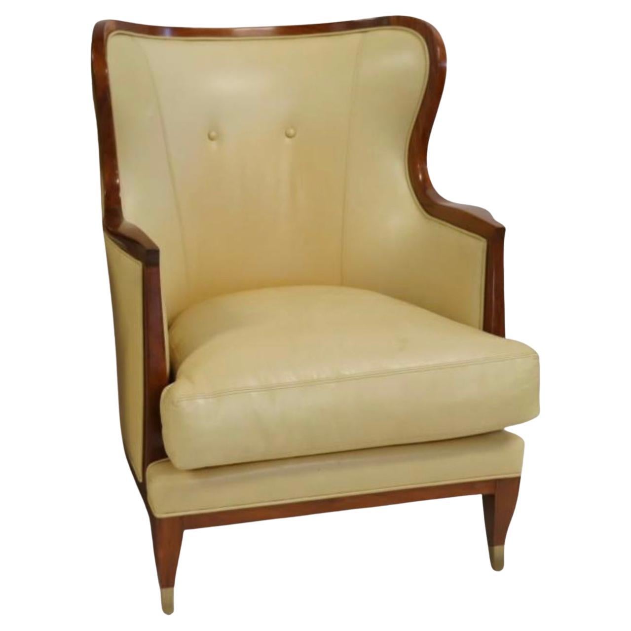 Lucien Rollin Collection for William Switzer Leather Wingback Armchair