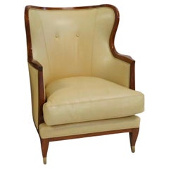 Vintage Lucien Rollin Collection for William Switzer Leather Wingback Armchair