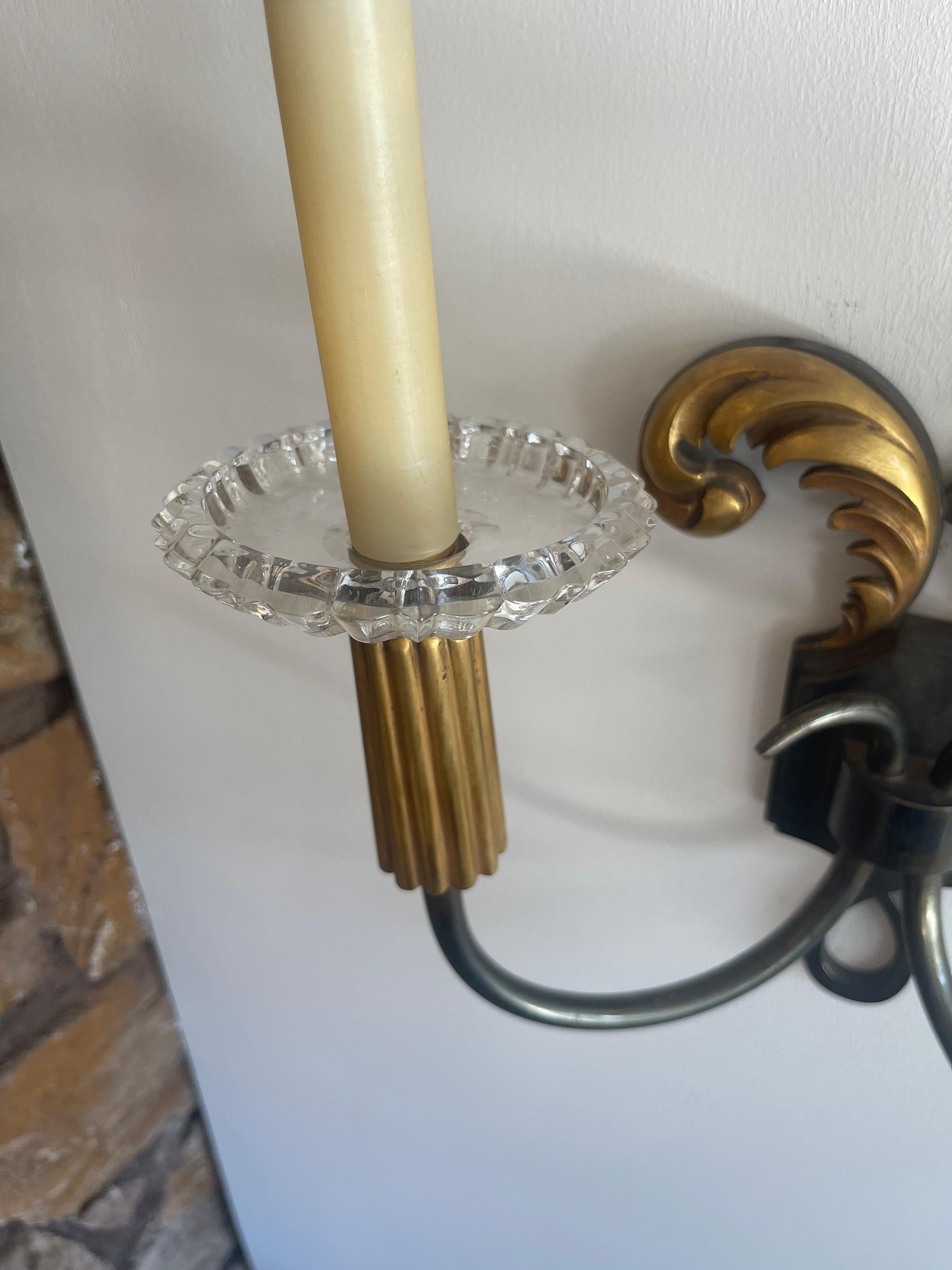 Brass Lucien Rollin - Elegant Pair of 1940s French Bronze Sconces For Sale