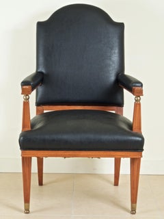 Lucien Rollin Three Armchairs in Satinwood and Bronze