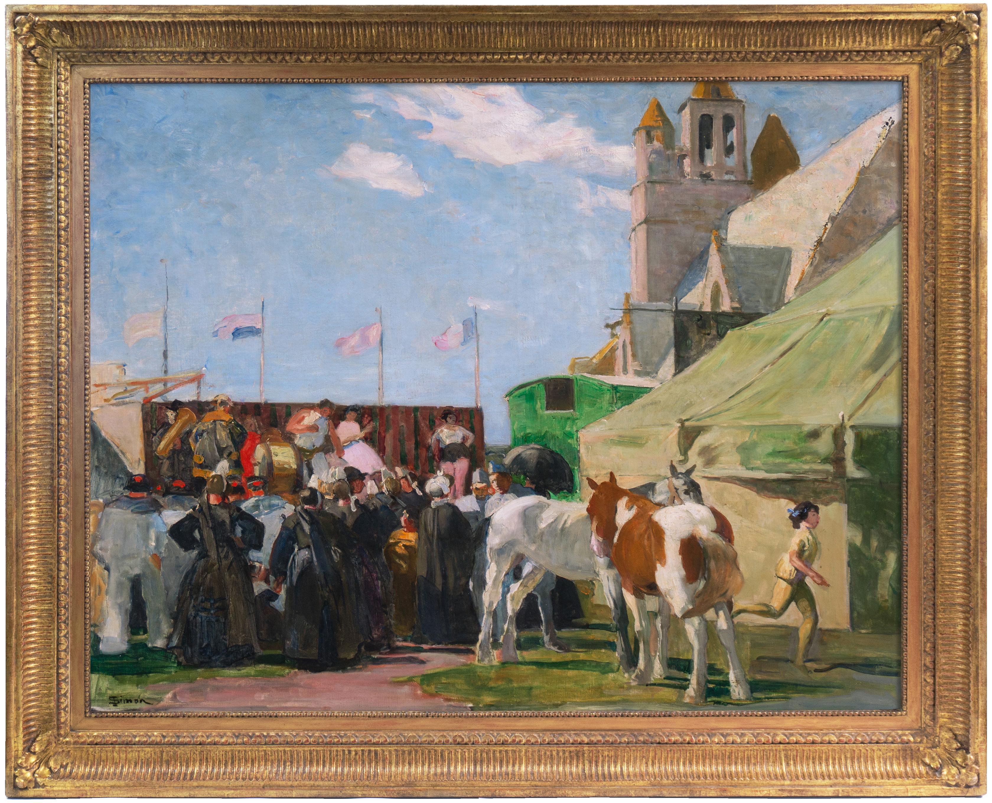 Fête Foraine, Cirque, Bretagne, Breton, Société Nationale des Beaux-Arts - Painting de Lucien Simon