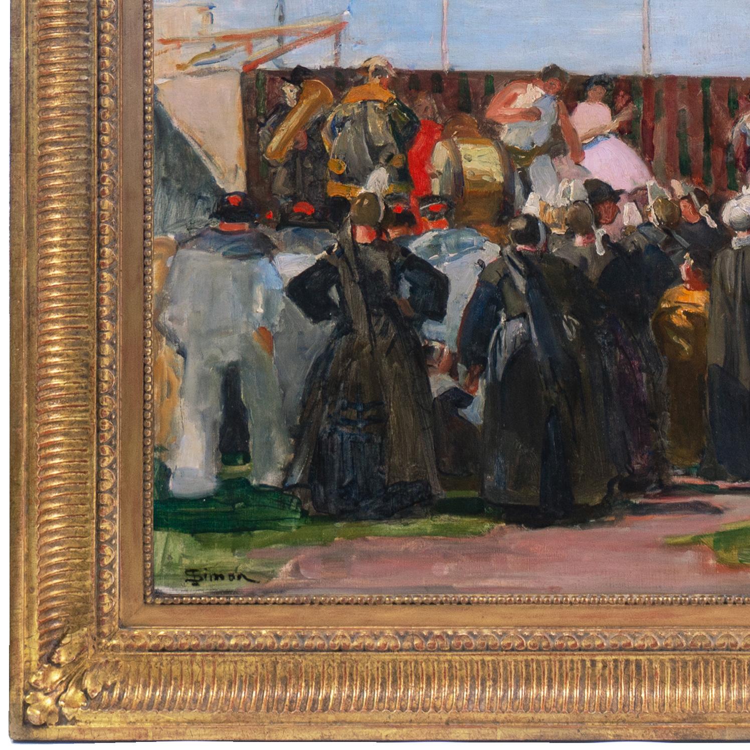 Fête Foraine, Cirque, Bretagne, Breton, Société Nationale des Beaux-Arts - Impressionnisme Painting par Lucien Simon
