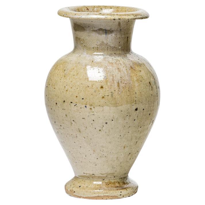 Lucien Talbot La Borne art deco 1940 grey stoneware ceramic vase 20th century For Sale