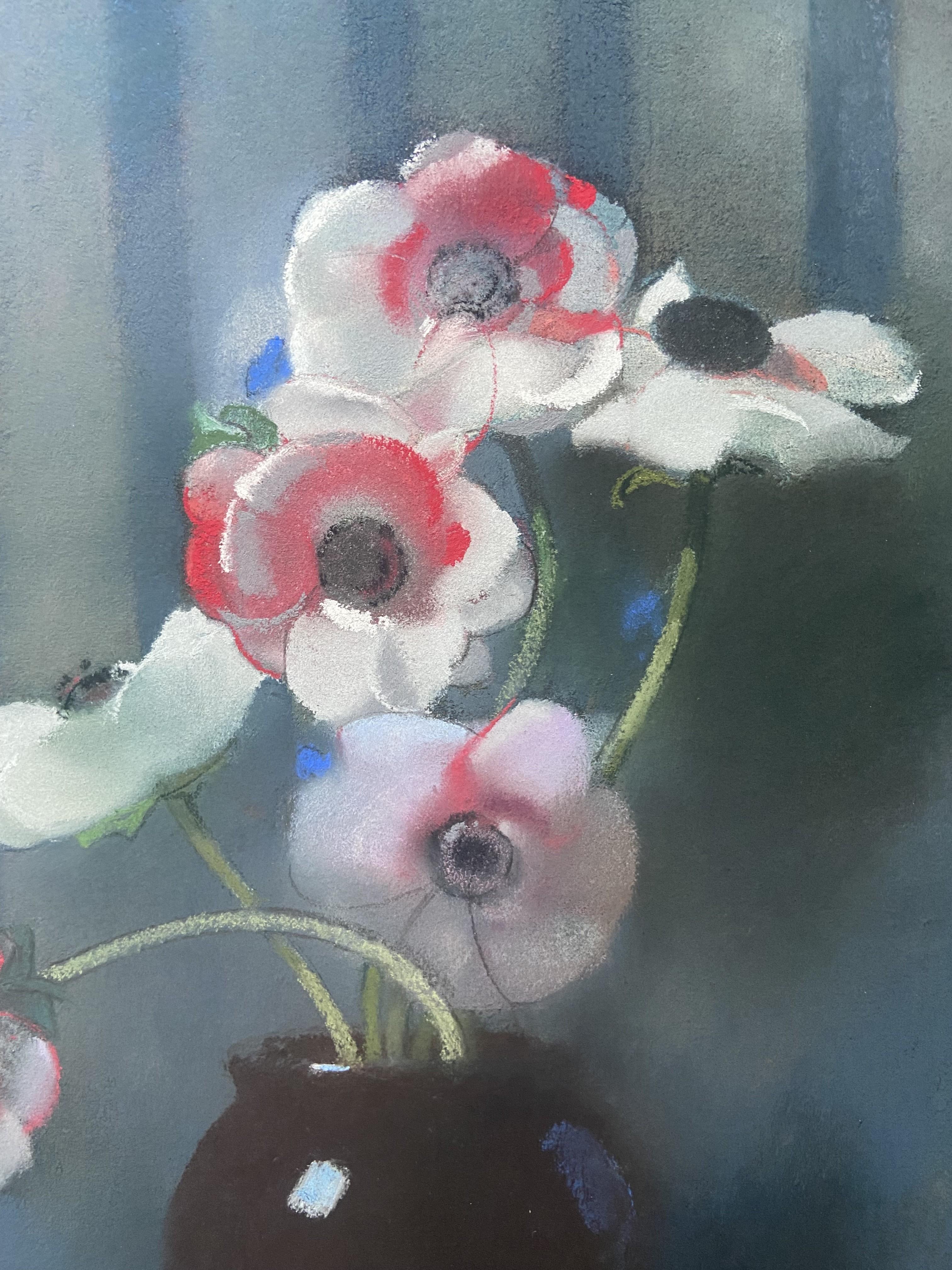 Guirand de Scevola  (1871-1950) A Bouquet of anemones, signiert in Pastell im Angebot 8