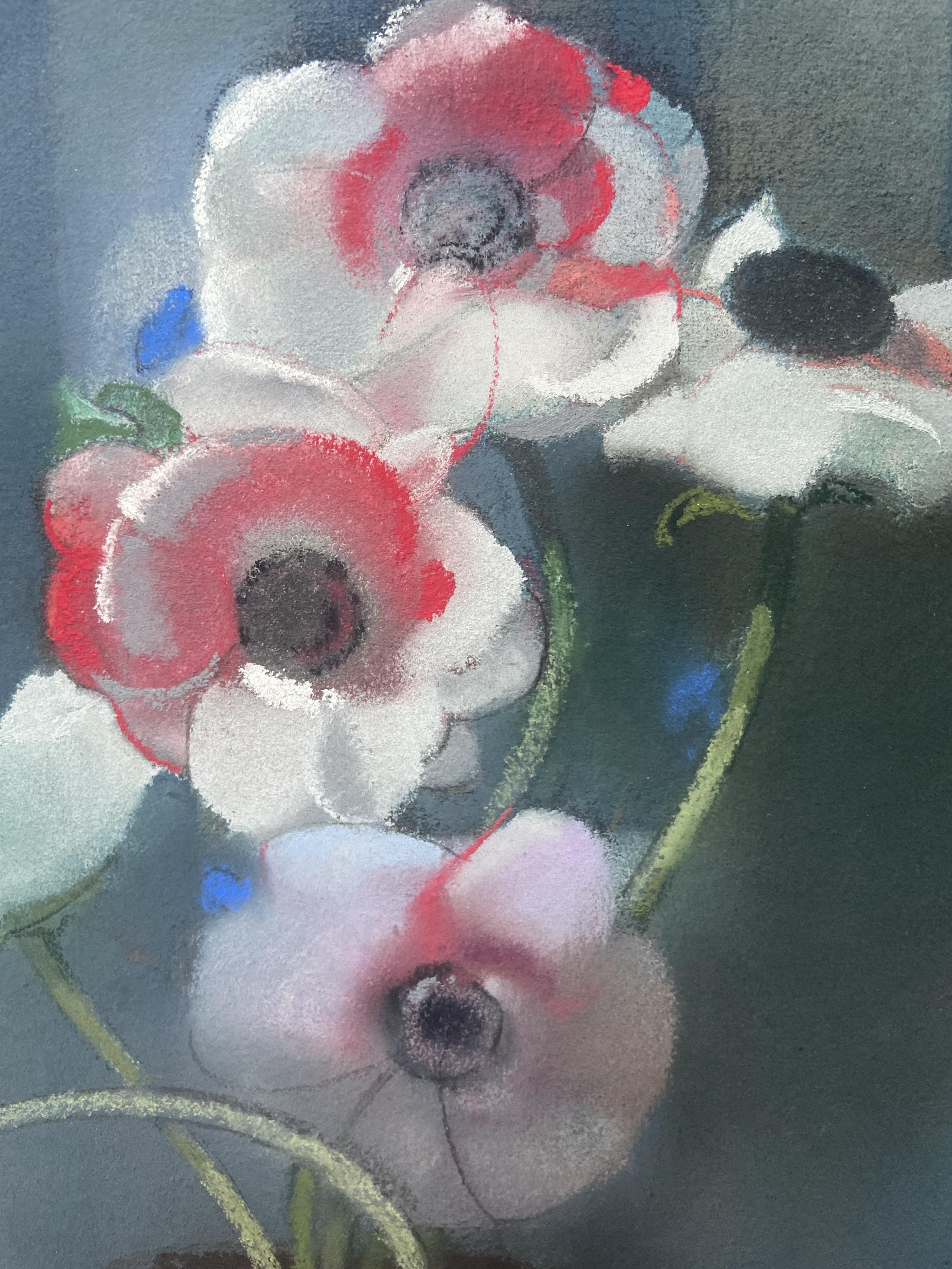Guirand de Scevola  (1871-1950) A Bouquet of anemones, signiert in Pastell im Angebot 9