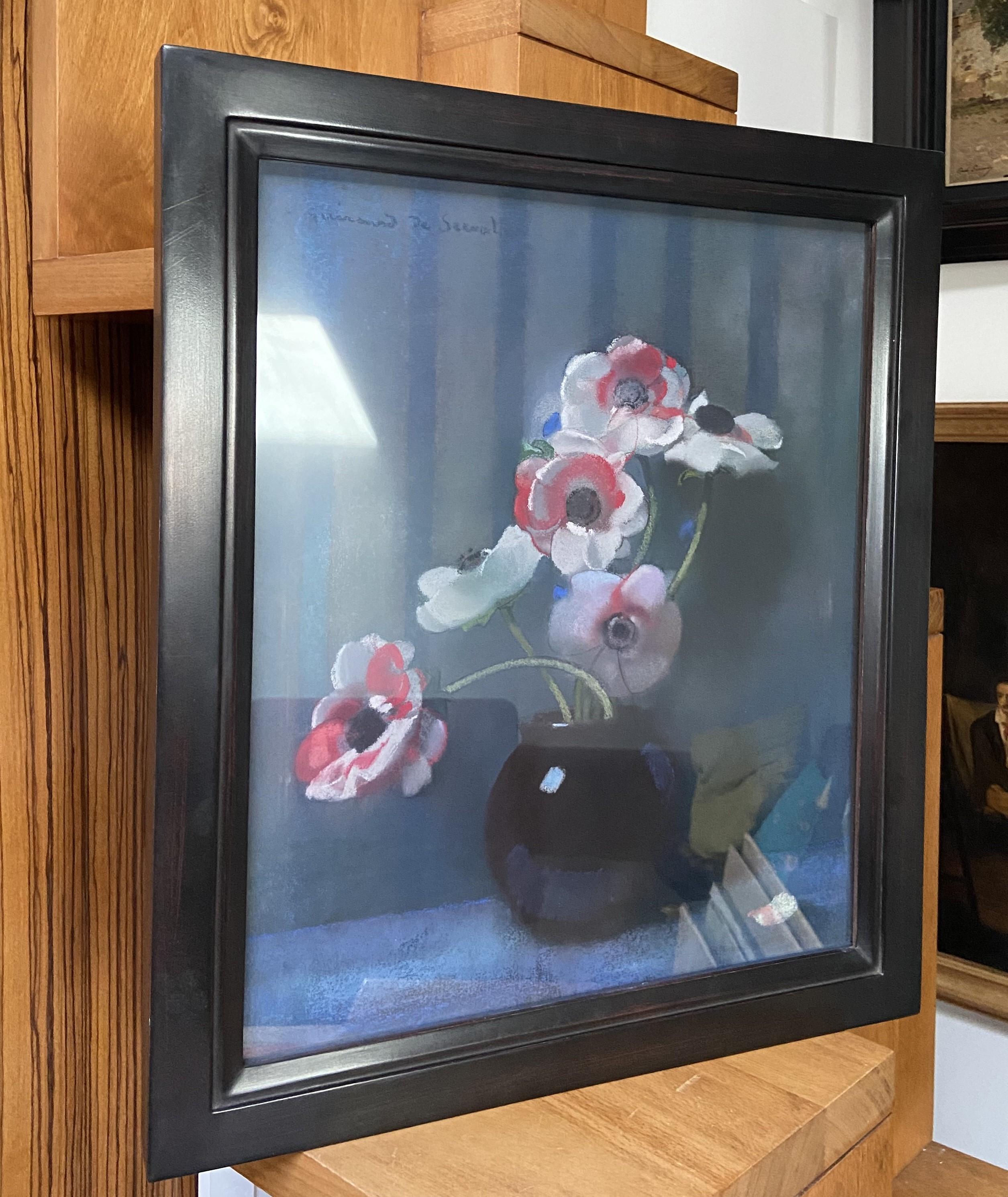 Guirand de Scevola  (1871-1950) Un ramo de anémonas, pastel firmado en venta 3