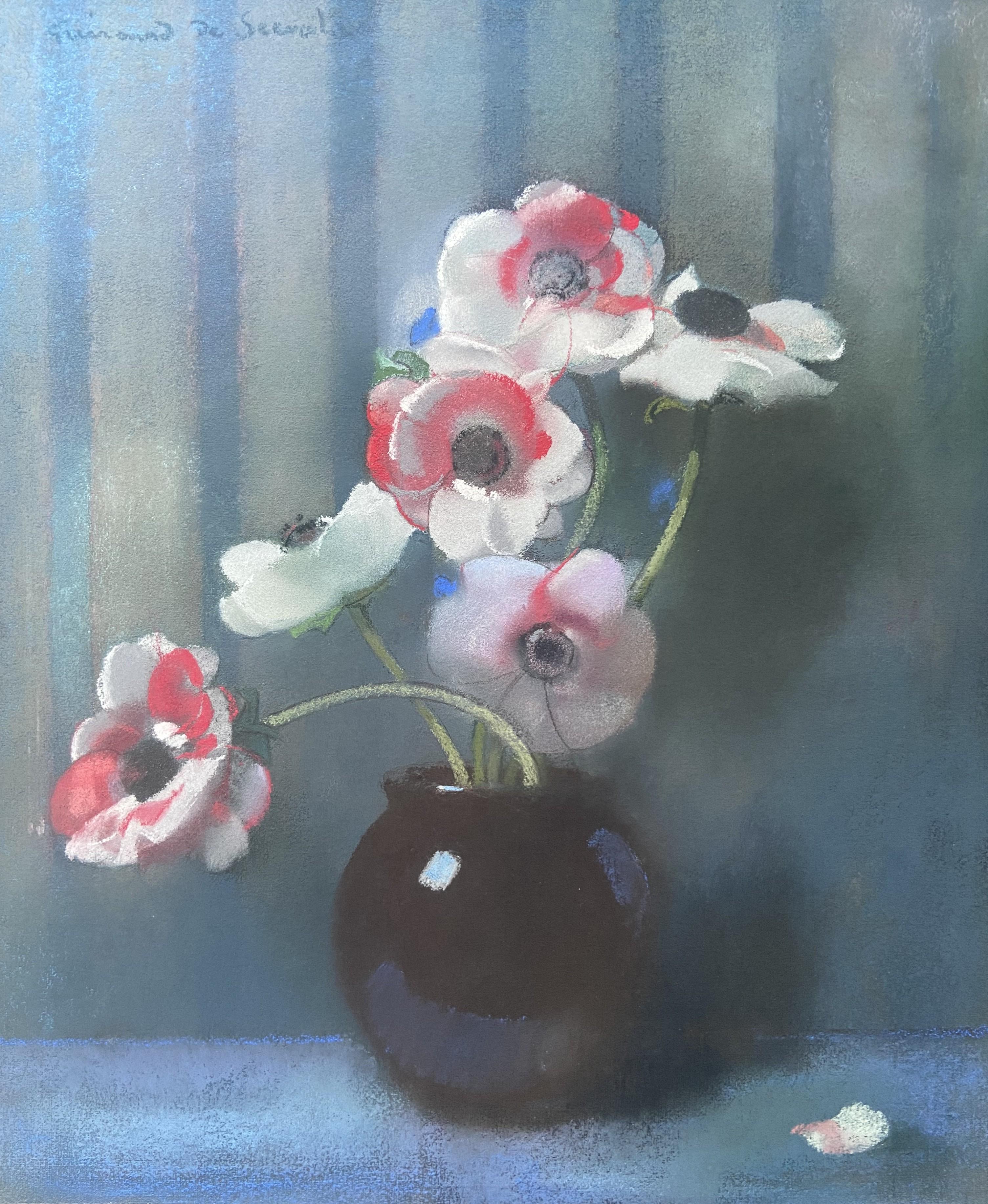 Guirand de Scevola  (1871-1950) A Bouquet of anemones, signiert in Pastell