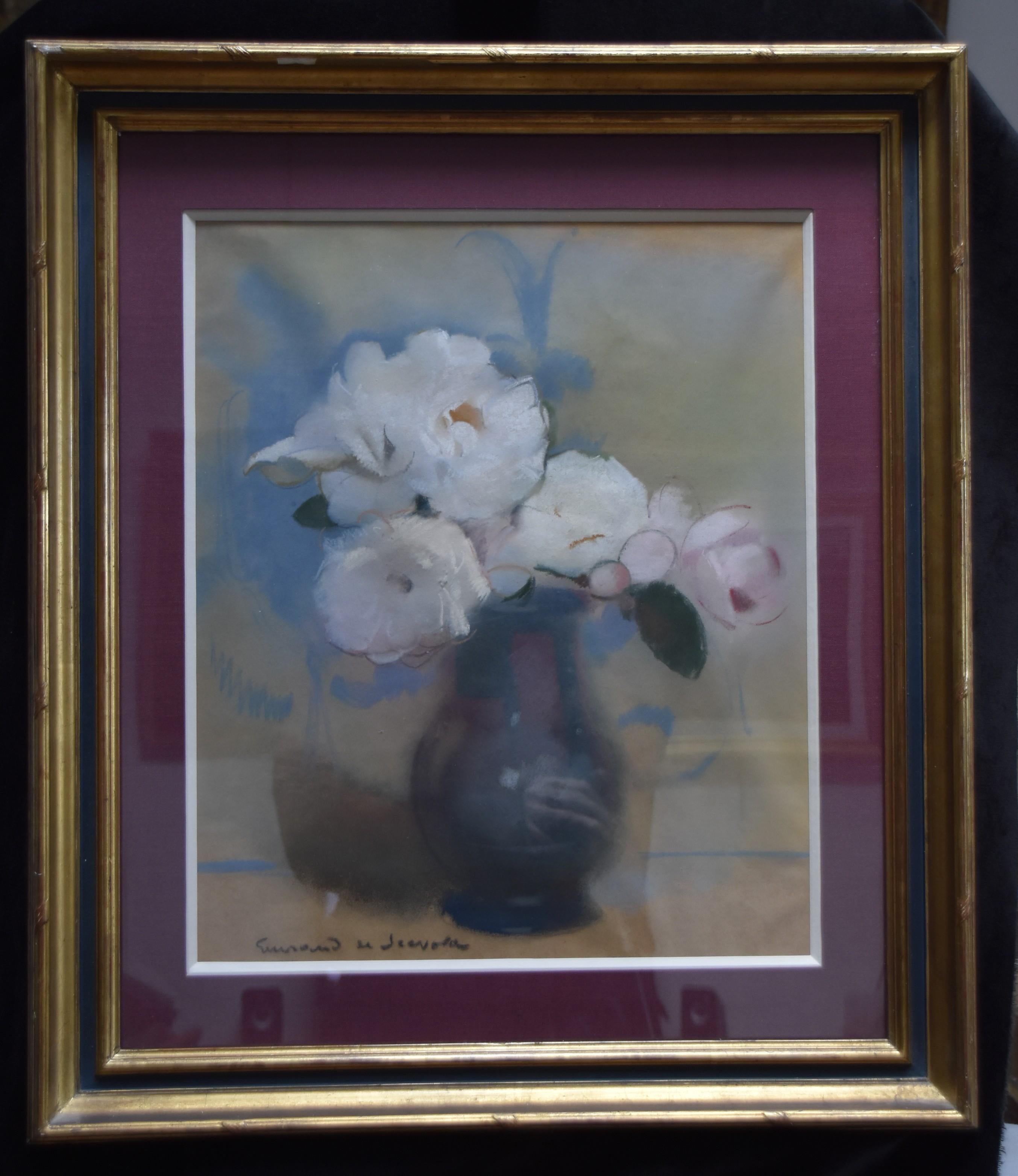 L V Guirand de Scevola (1871-1950) A Bunch of Flowers in a tin pot Signed pastel - Art by Lucien-Victor Guirand de Scévola