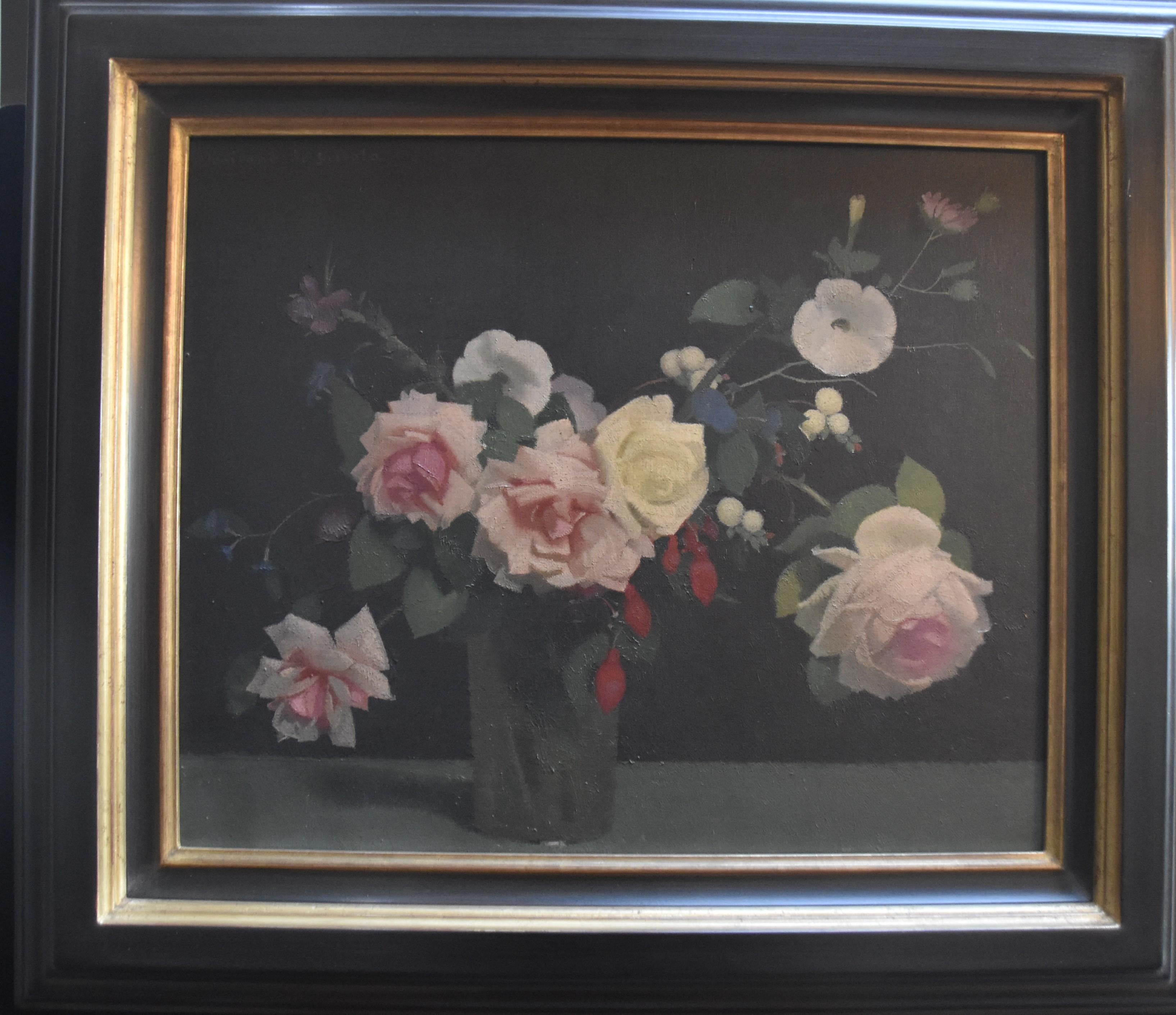  Lucien Victor Guirand de Scevola  (1871-1950) A bunch of flowers, oil on canvas - Black Still-Life Painting by Lucien-Victor Guirand de Scévola