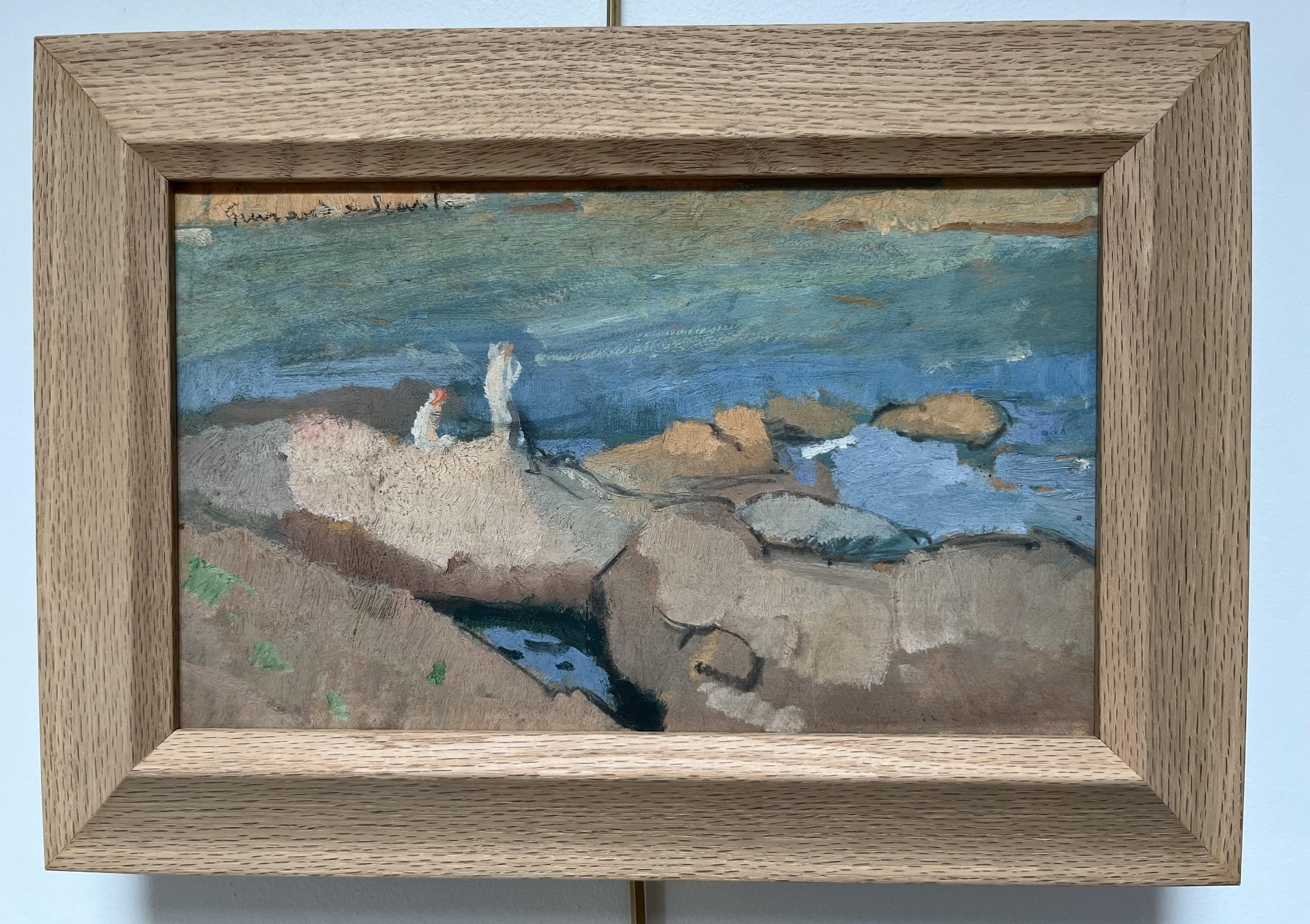 Lucien-Victor Guirand de Scévola (1871-1950) Un paysage marin avec des baigneurs, huile signée en vente 1