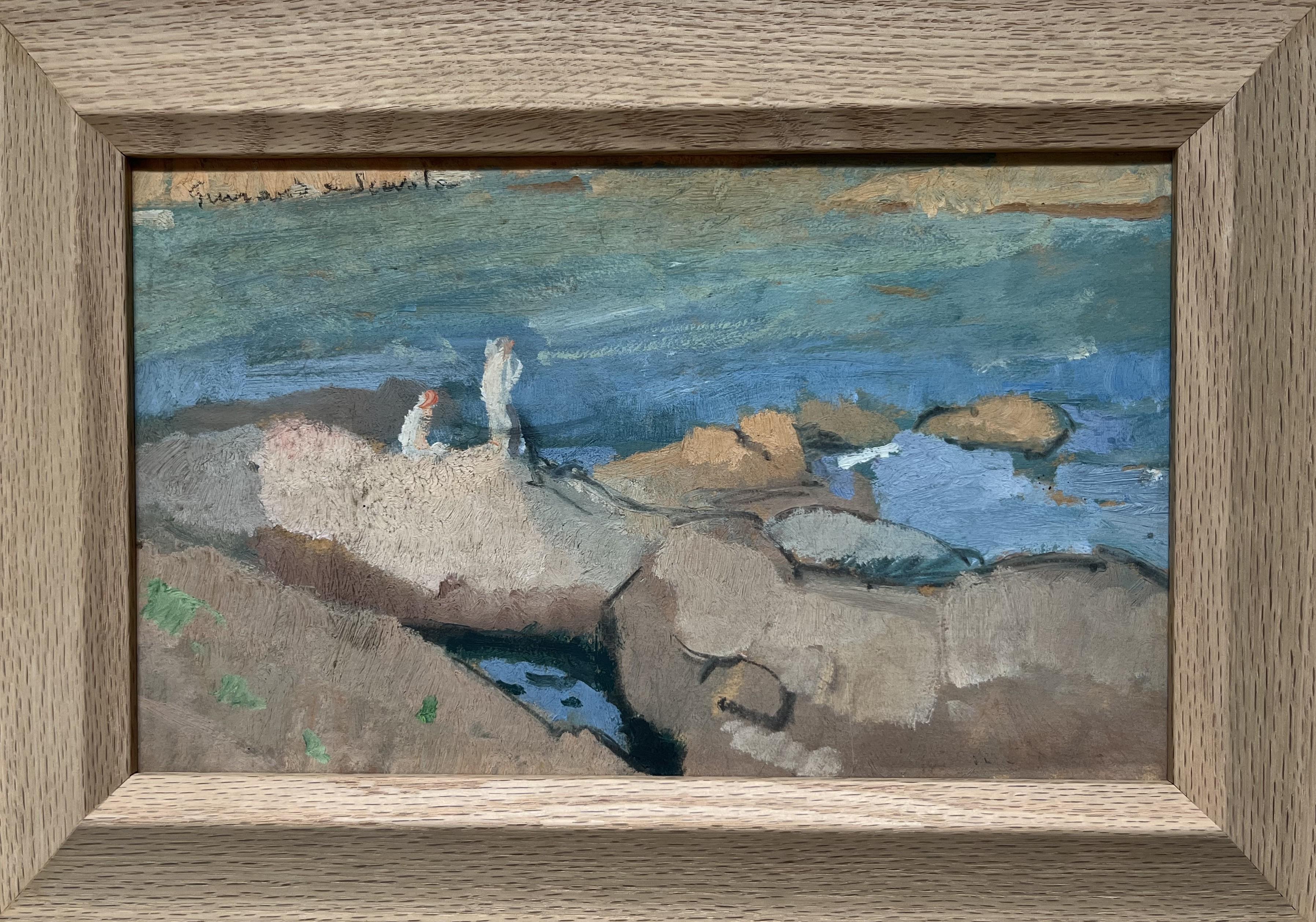 Lucien-Victor Guirand de Scévola (1871-1950) Un paysage marin avec des baigneurs, huile signée en vente 2