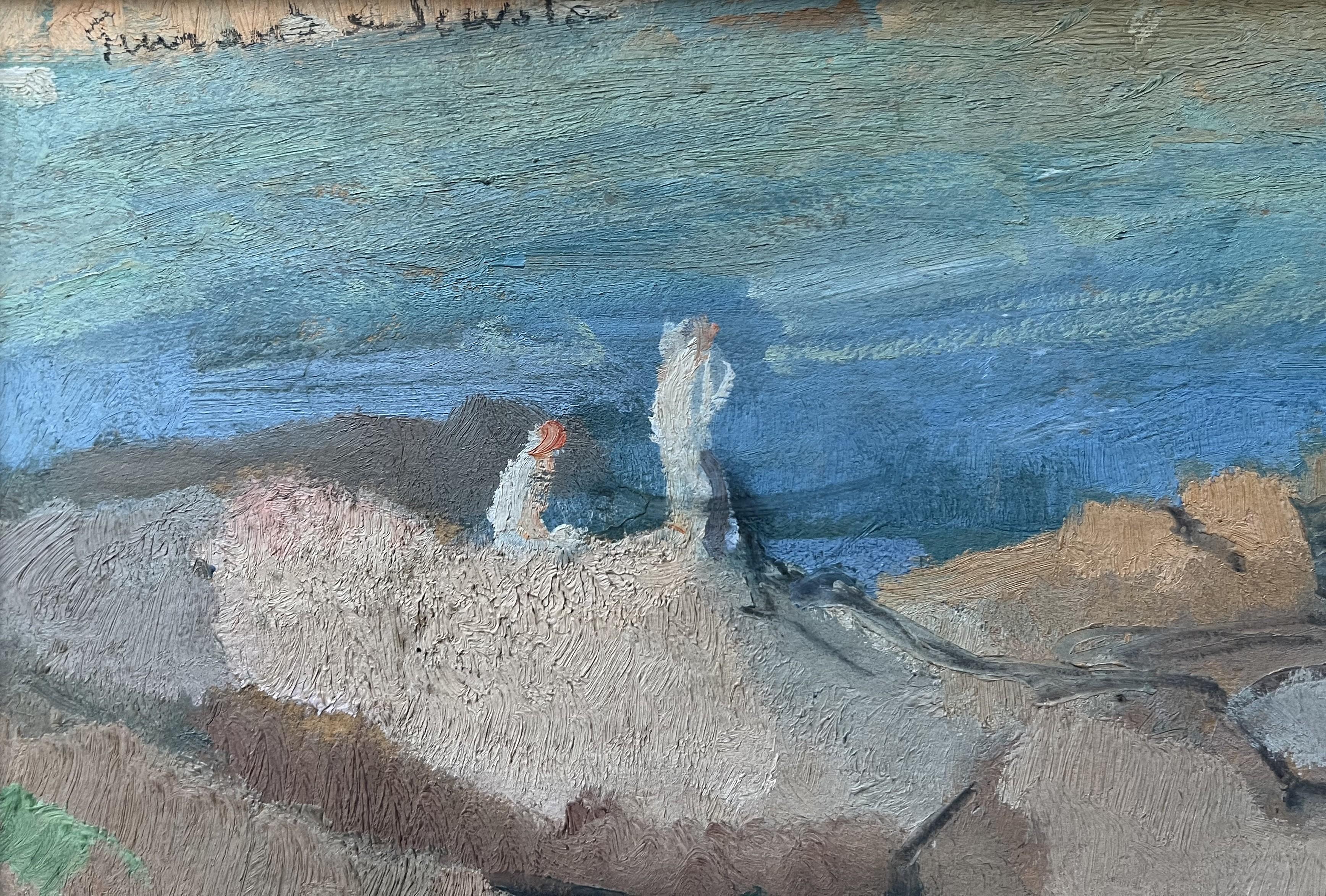 Lucien-Victor Guirand de Scévola (1871-1950) Un paysage marin avec des baigneurs, huile signée en vente 4