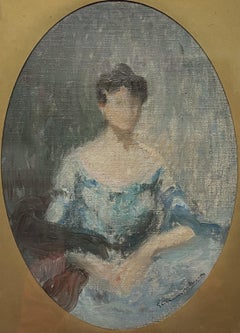 Lucien-Victor Guirand de Scévola (1871-1950) Ritratto di signora, schizzo a olio firmato
